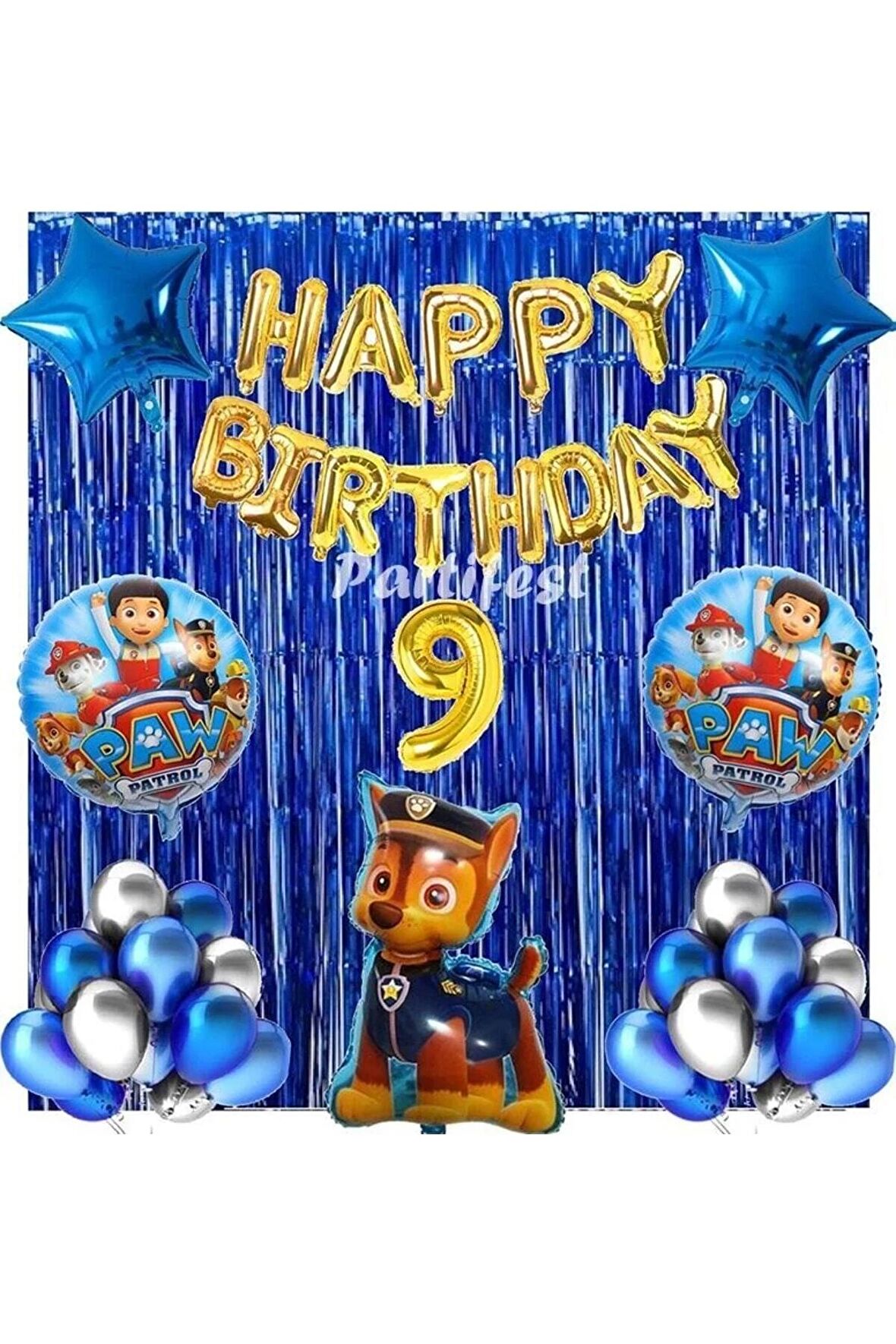 Paw Patrol Balon Seti Paw Petrol 9 Yaş Balon Seti Paw Patrol Doğum Günü Set Paw Patrol Chase