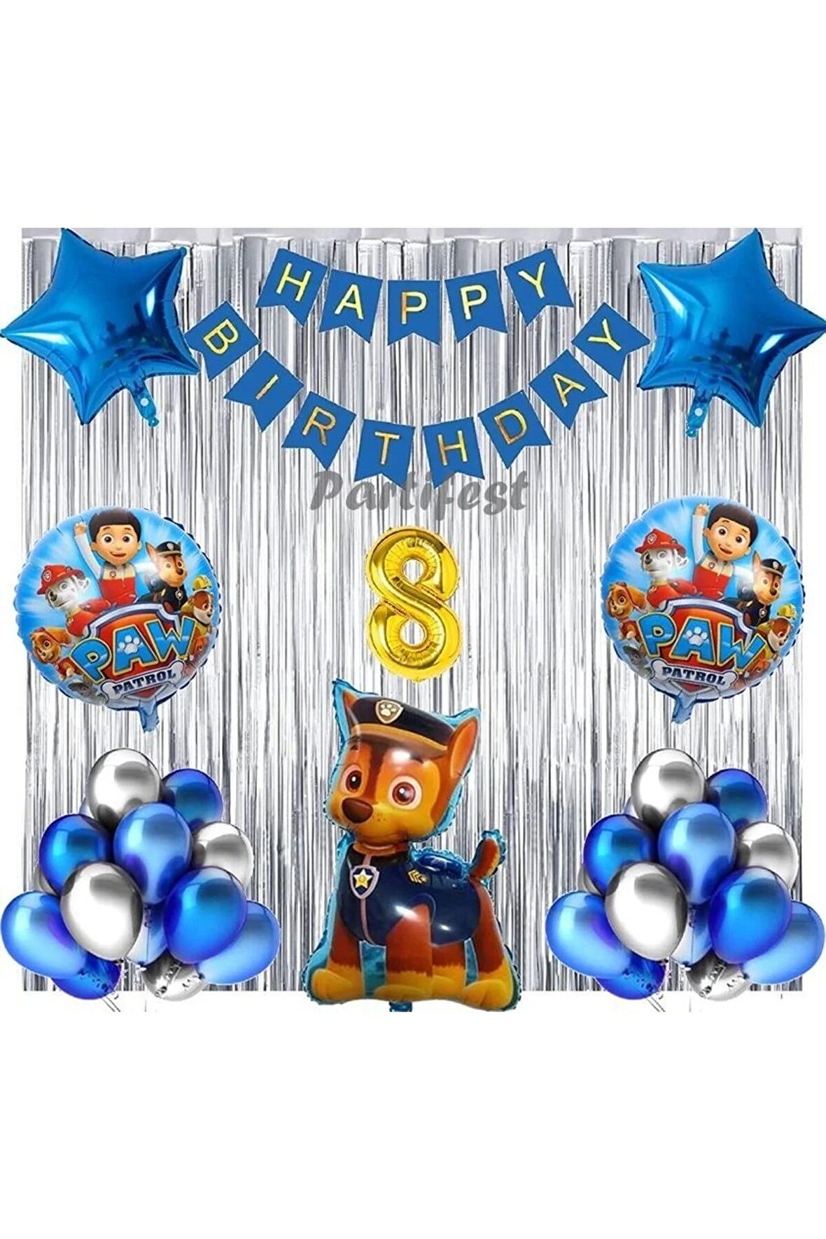 Paw Patrol Balon Seti Paw Petrol 8 Yaş Balon Seti Paw Patrol Doğum Günü Set Paw Patrol Chase