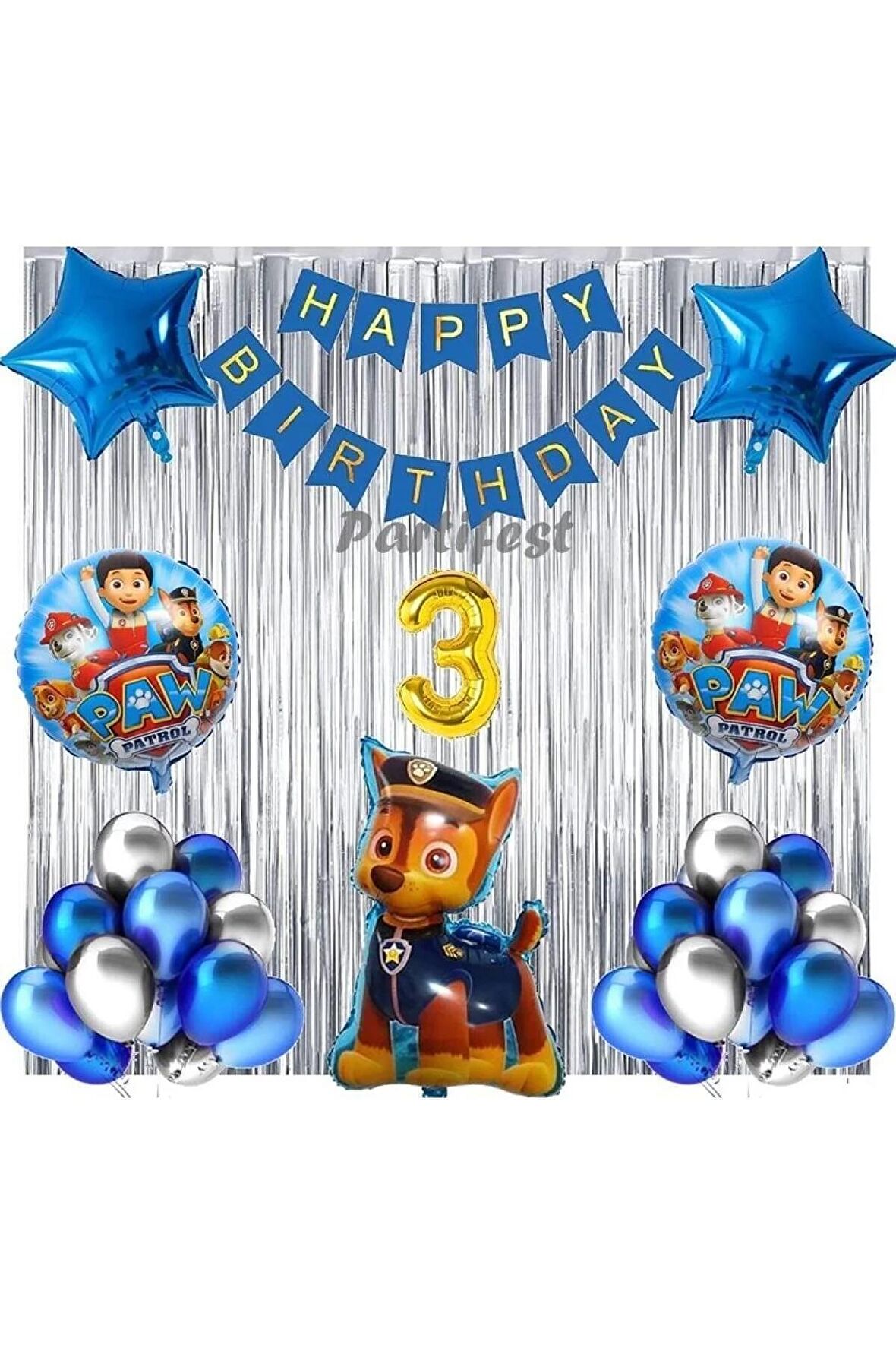 Paw Patrol Balon Seti Paw Petrol 3 Yaş Balon Seti Paw Patrol Doğum Günü Set Paw Patrol Chase