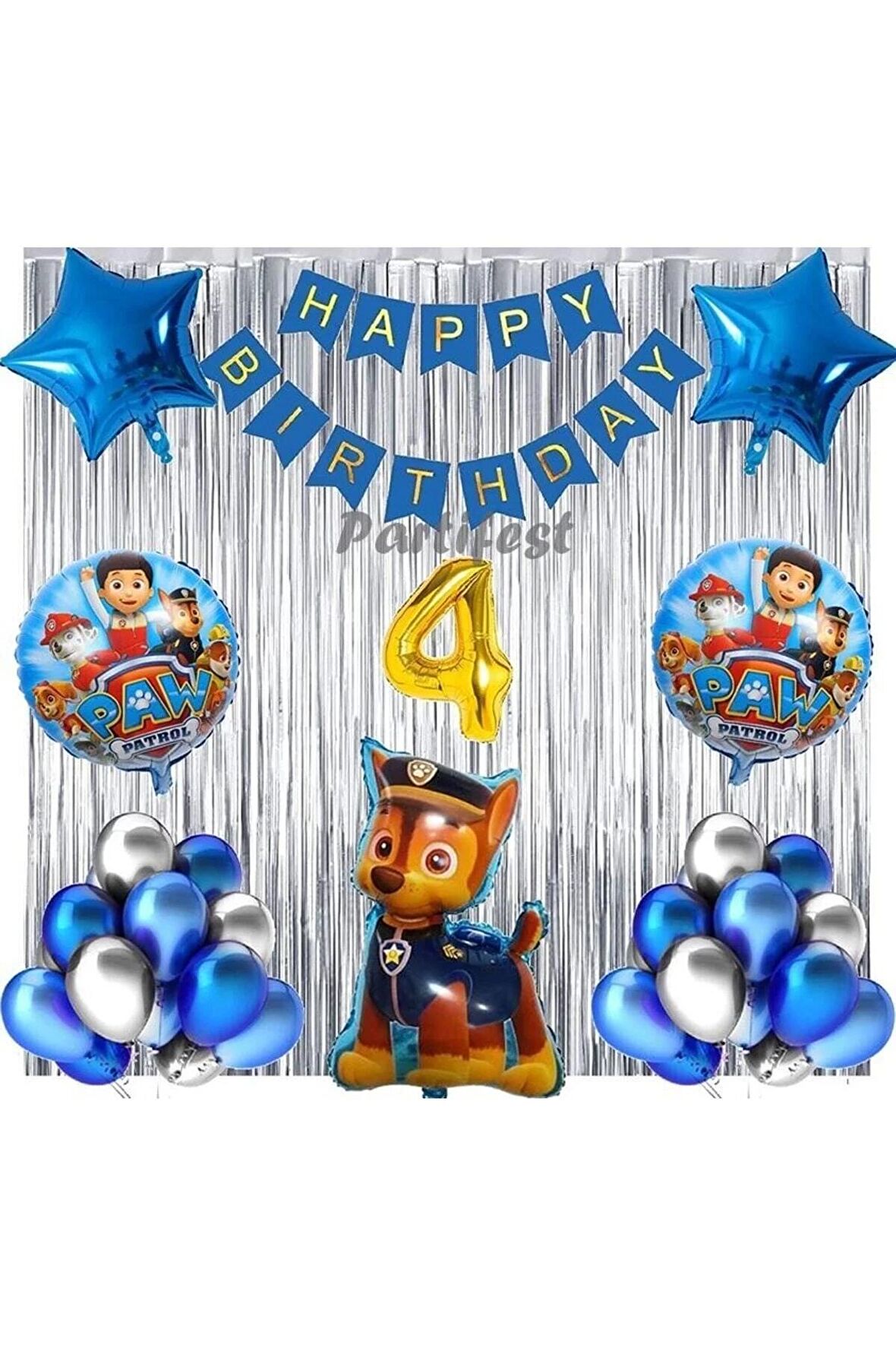 Paw Patrol Balon Seti Paw Petrol 4 Yaş Balon Seti Paw Patrol Doğum Günü Set Paw Patrol Chase