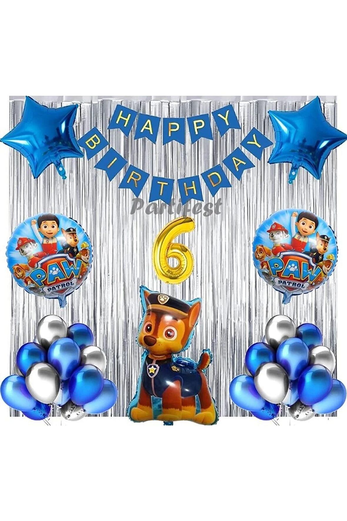 Paw Patrol Balon Seti Paw Petrol 6 Yaş Balon Seti Paw Patrol Doğum Günü Set Paw Patrol Chase