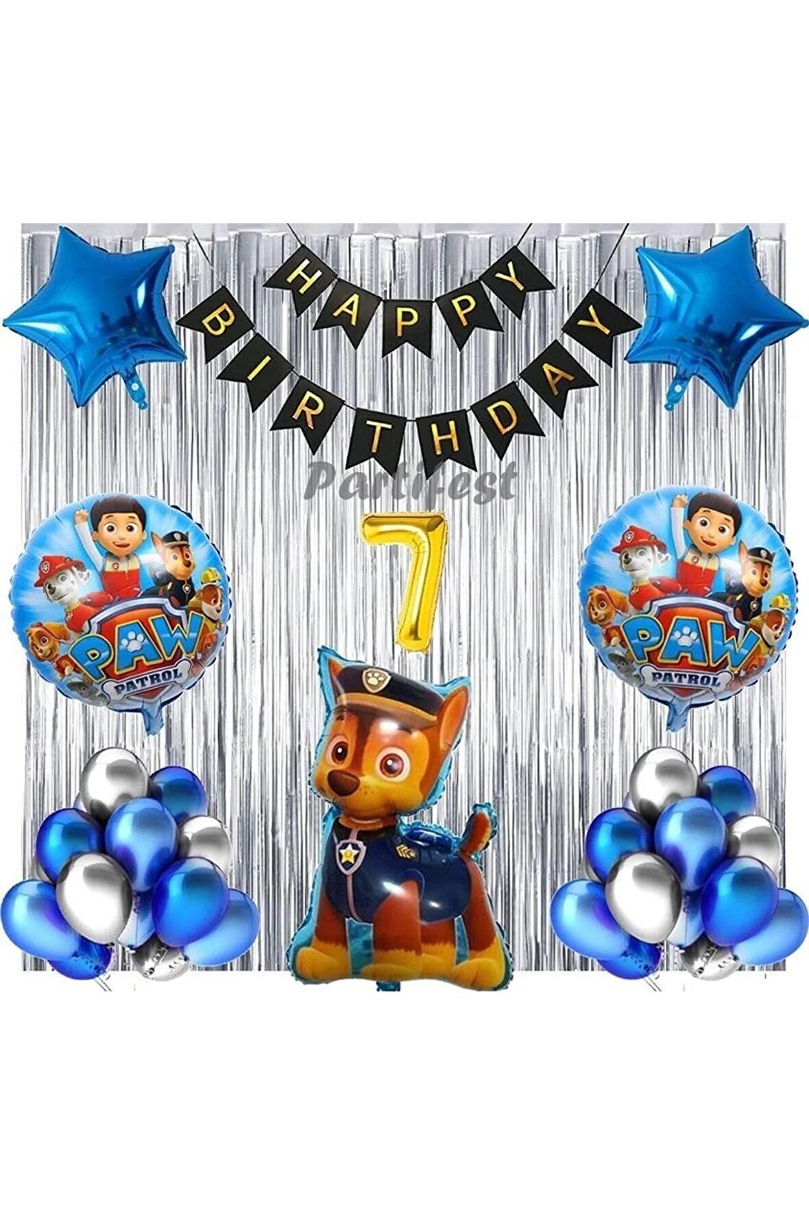 Paw Patrol Balon Seti Paw Petrol 7 Yaş Balon Seti Paw Patrol Doğum Günü Set Paw Patrol Chase