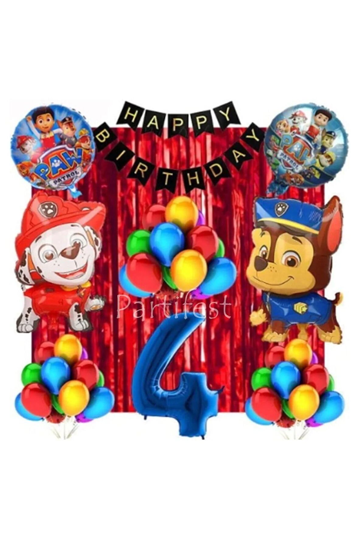 Paw Patrol 4 Yaş Balon Seti Paw Patrol Doğum Günü Set Paw Patrol Marshlall Chase