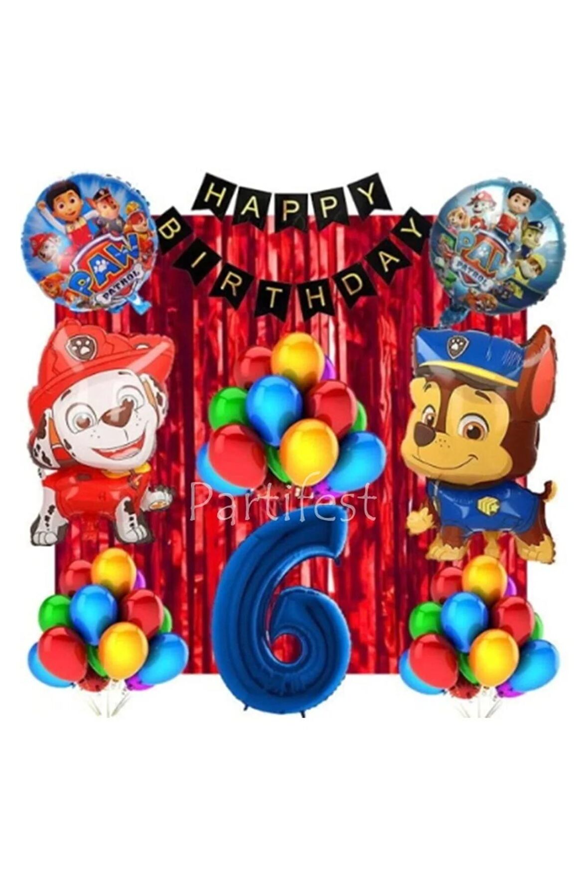 Paw Patrol 6 Yaş Balon Seti Paw Patrol Doğum Günü Set Paw Patrol Marshlall Chase