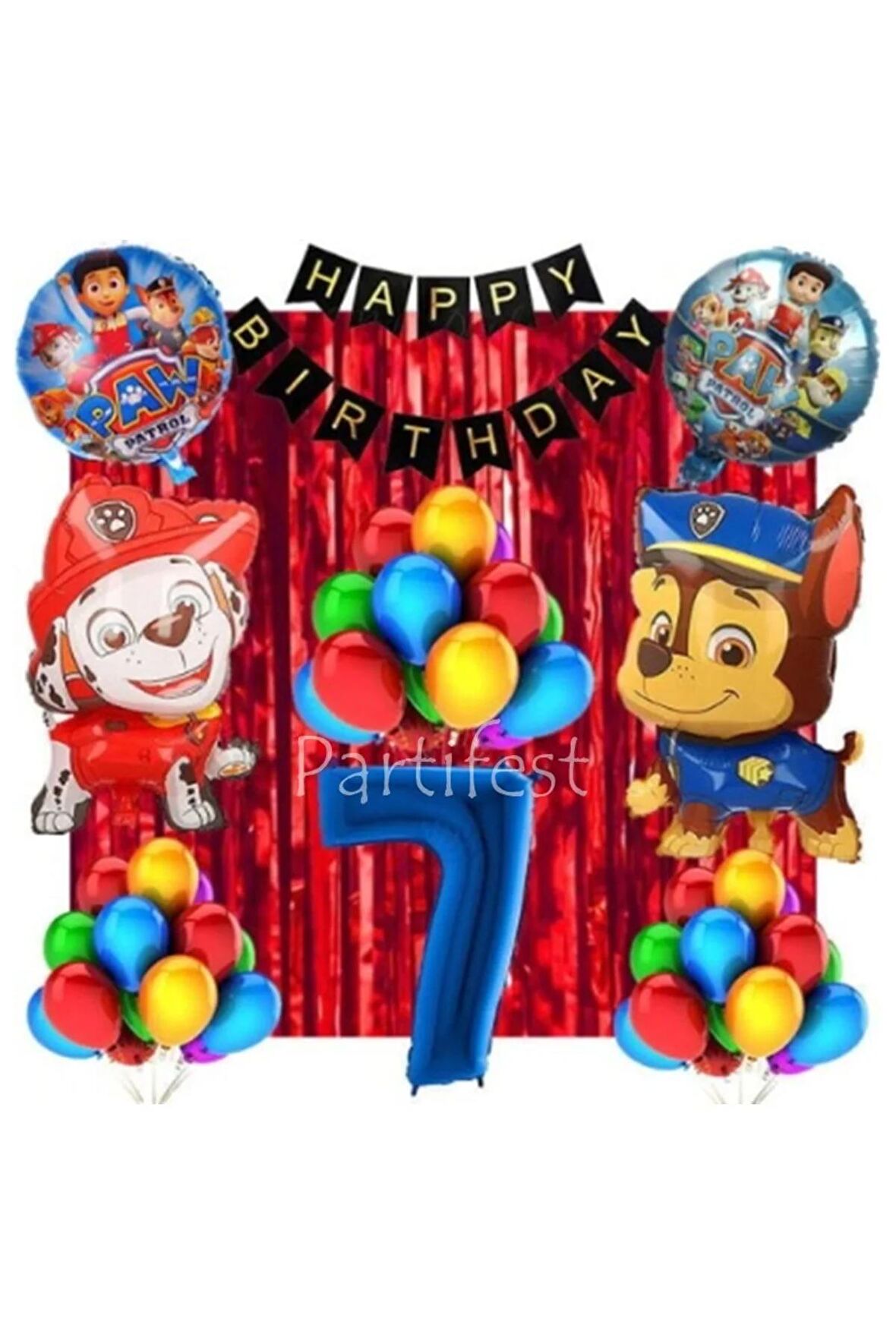 Paw Patrol 7 Yaş Balon Seti Paw Patrol Doğum Günü Set Paw Patrol Marshlall Chase