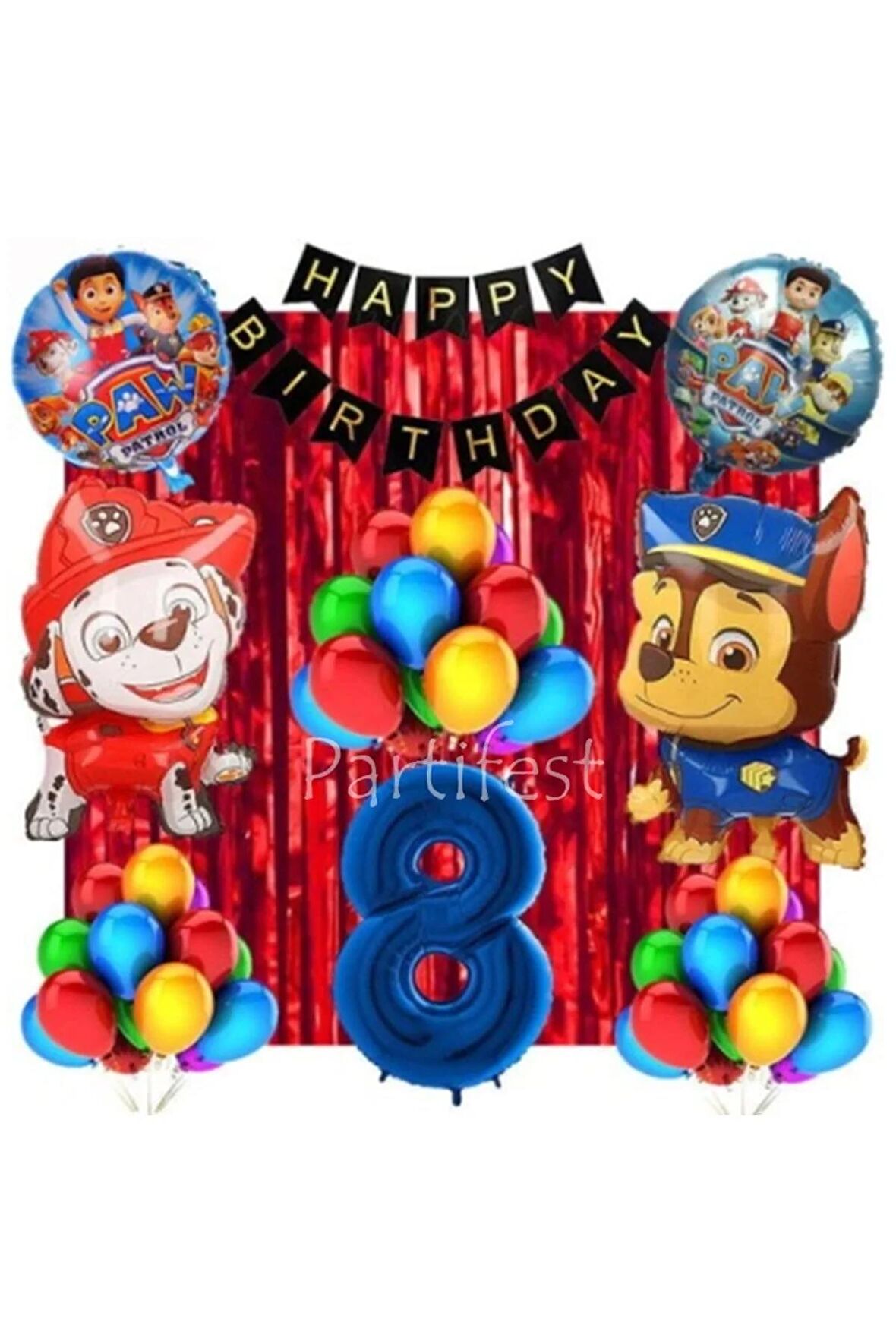 Paw Patrol 8 Yaş Balon Seti Paw Patrol Doğum Günü Set Paw Patrol Marshlall Chase