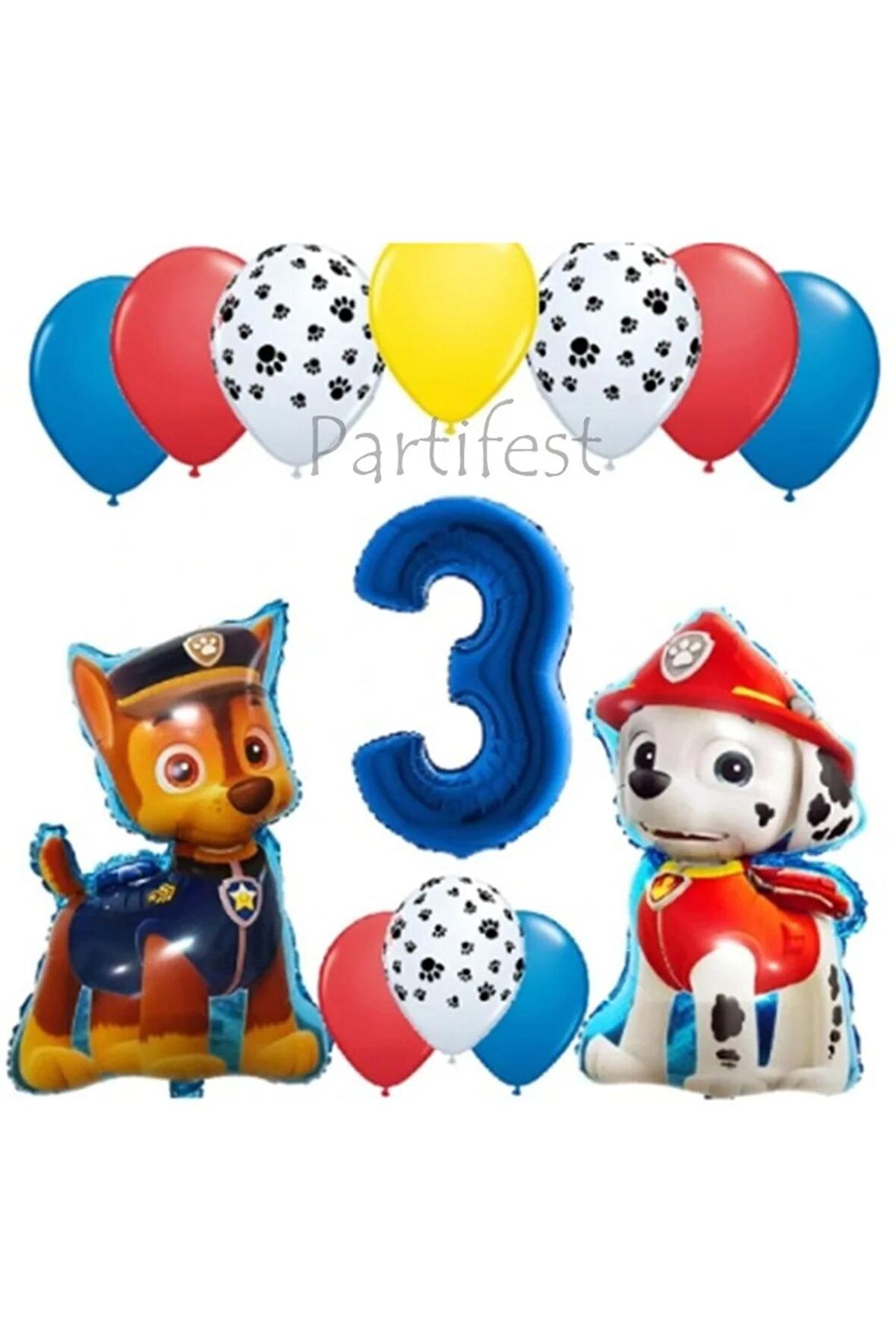 Paw Patrol 3 Yaş Balon Seti Paw Patrol Doğum Günü Set Paw Patrol Marshlall Chase