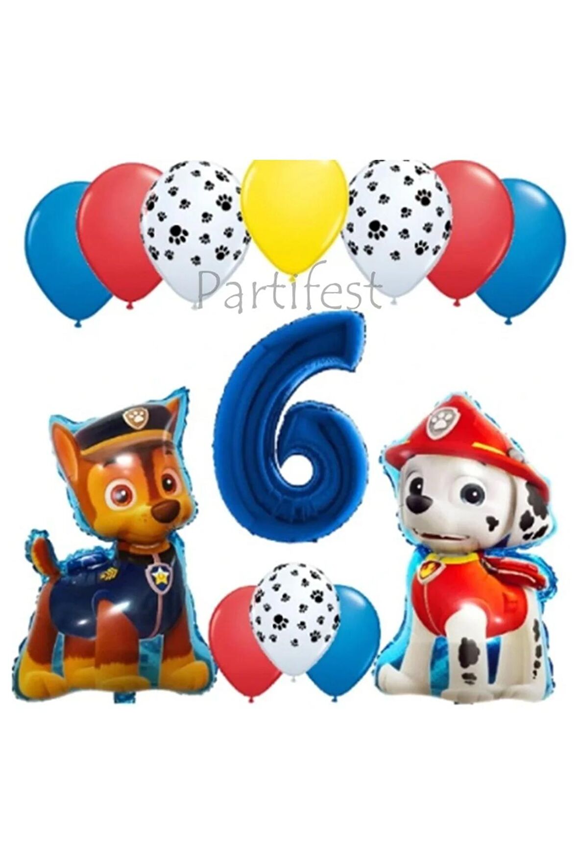 Paw Patrol 6 Yaş Balon Seti Paw Patrol Doğum Günü Set Paw Patrol Marshlall Chase