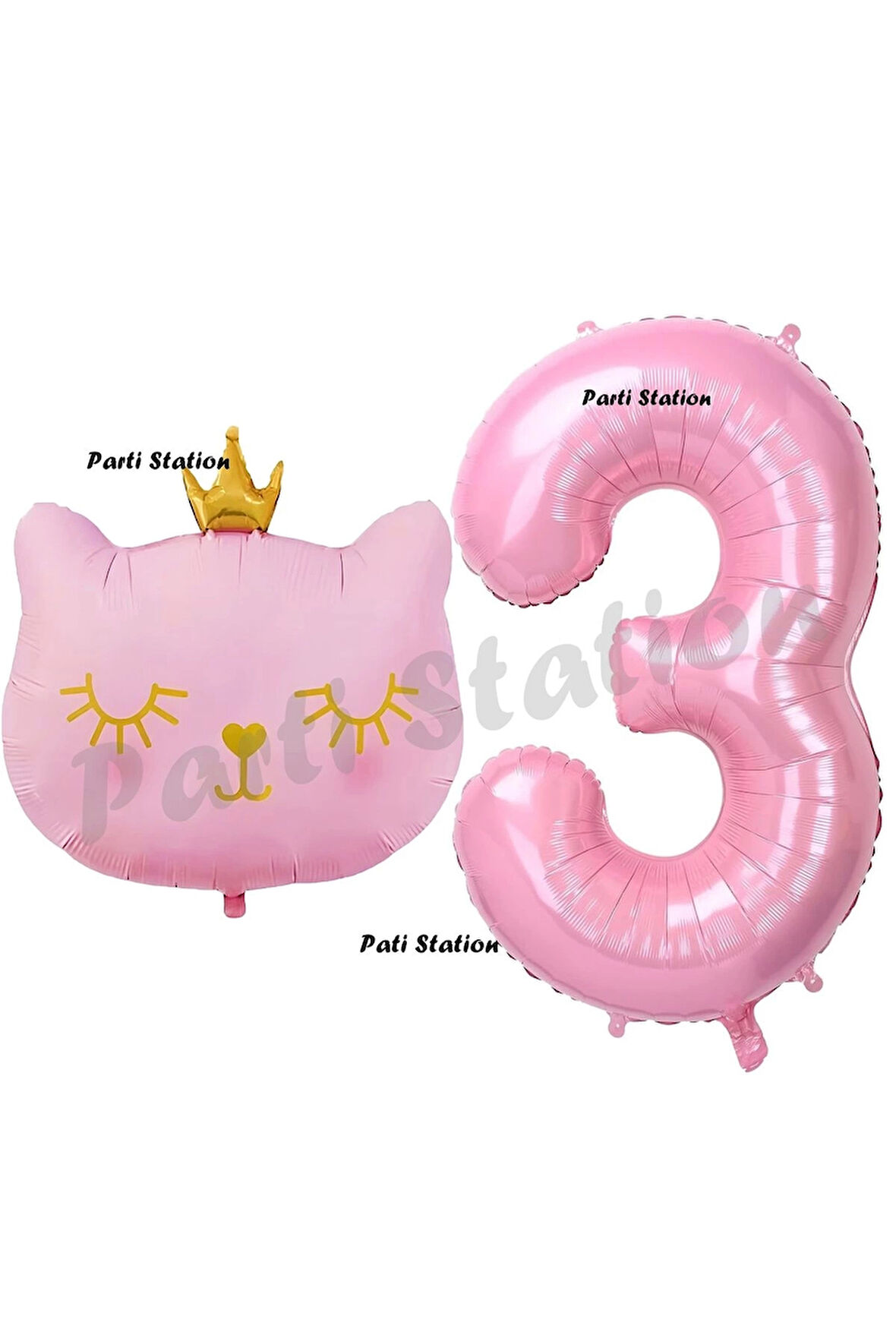 Pembe Kedi Balon 4 Yaş Doğum Günü Balon Set Pembe Kedi Konsept Balon ve Pembe Rakam Balon