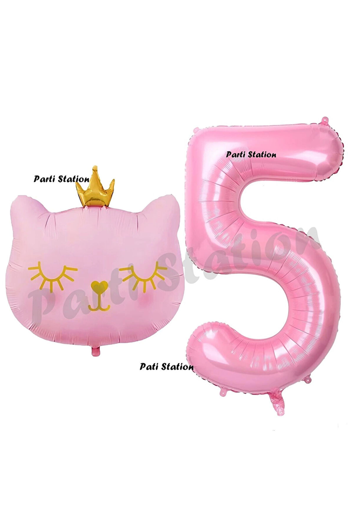 Pembe Kedi Balon 4 Yaş Doğum Günü Balon Set Pembe Kedi Konsept Balon ve Pembe Rakam Balon