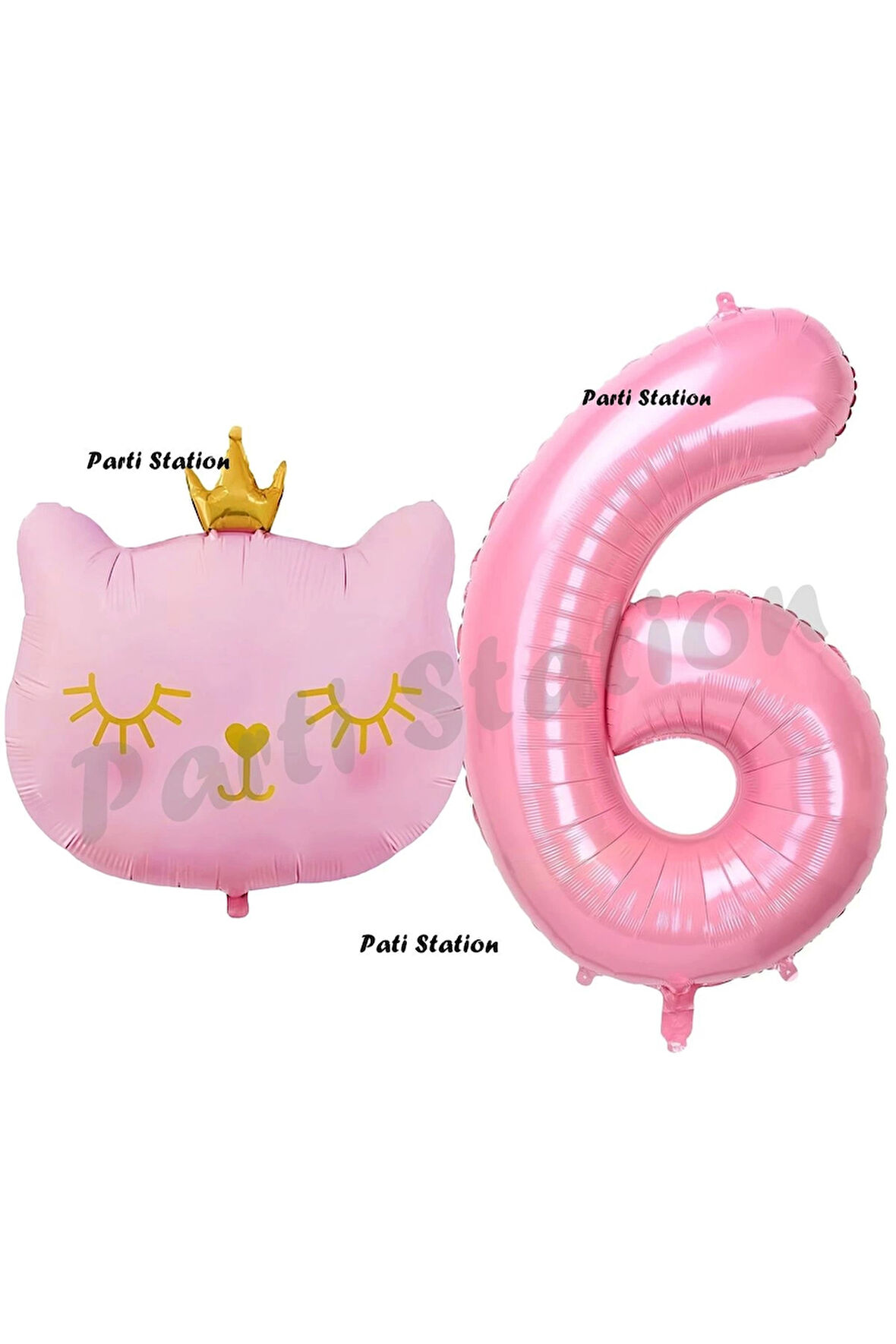 Pembe Kedi Balon 4 Yaş Doğum Günü Balon Set Pembe Kedi Konsept Balon ve Pembe Rakam Balon