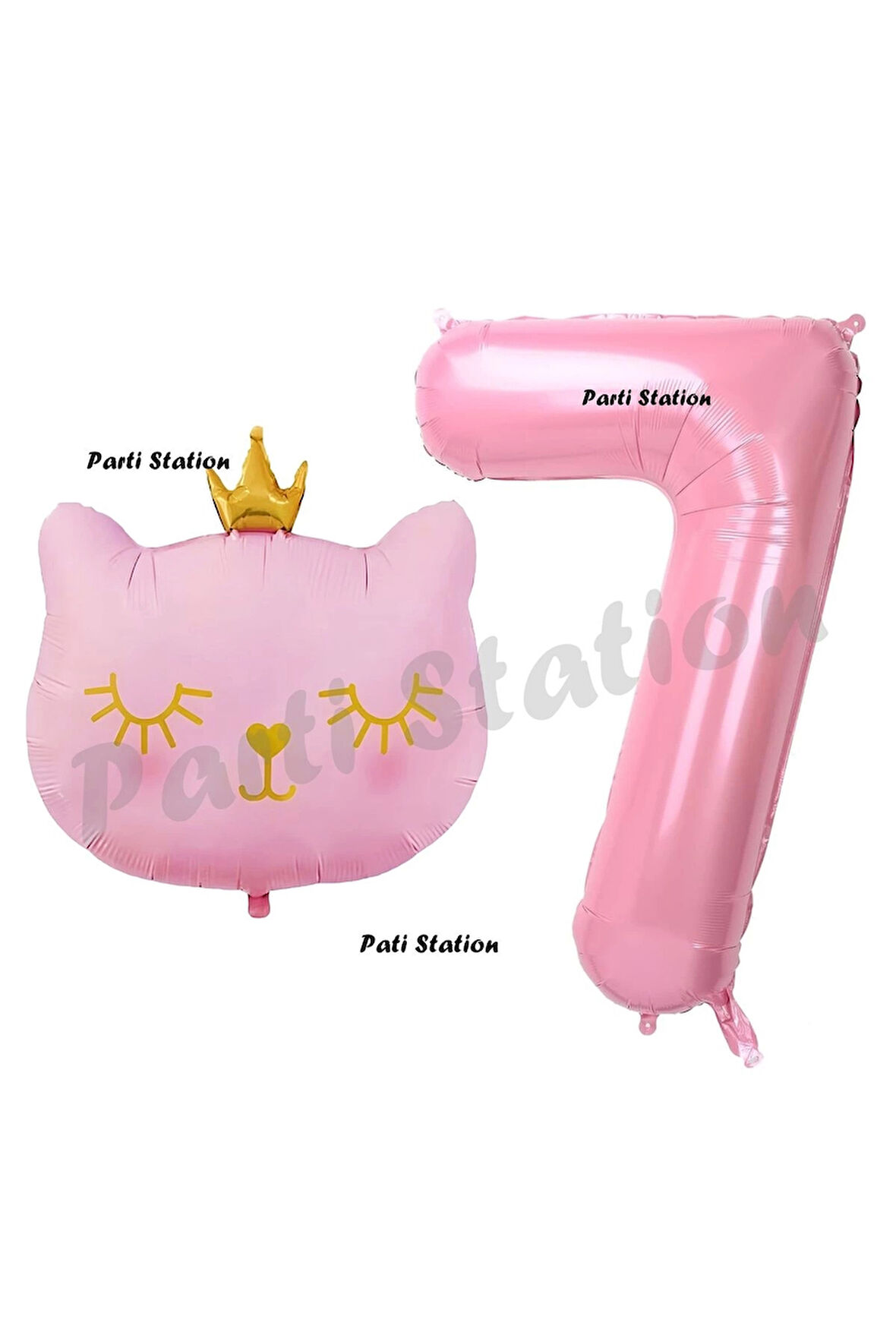 Pembe Kedi Balon 4 Yaş Doğum Günü Balon Set Pembe Kedi Konsept Balon ve Pembe Rakam Balon