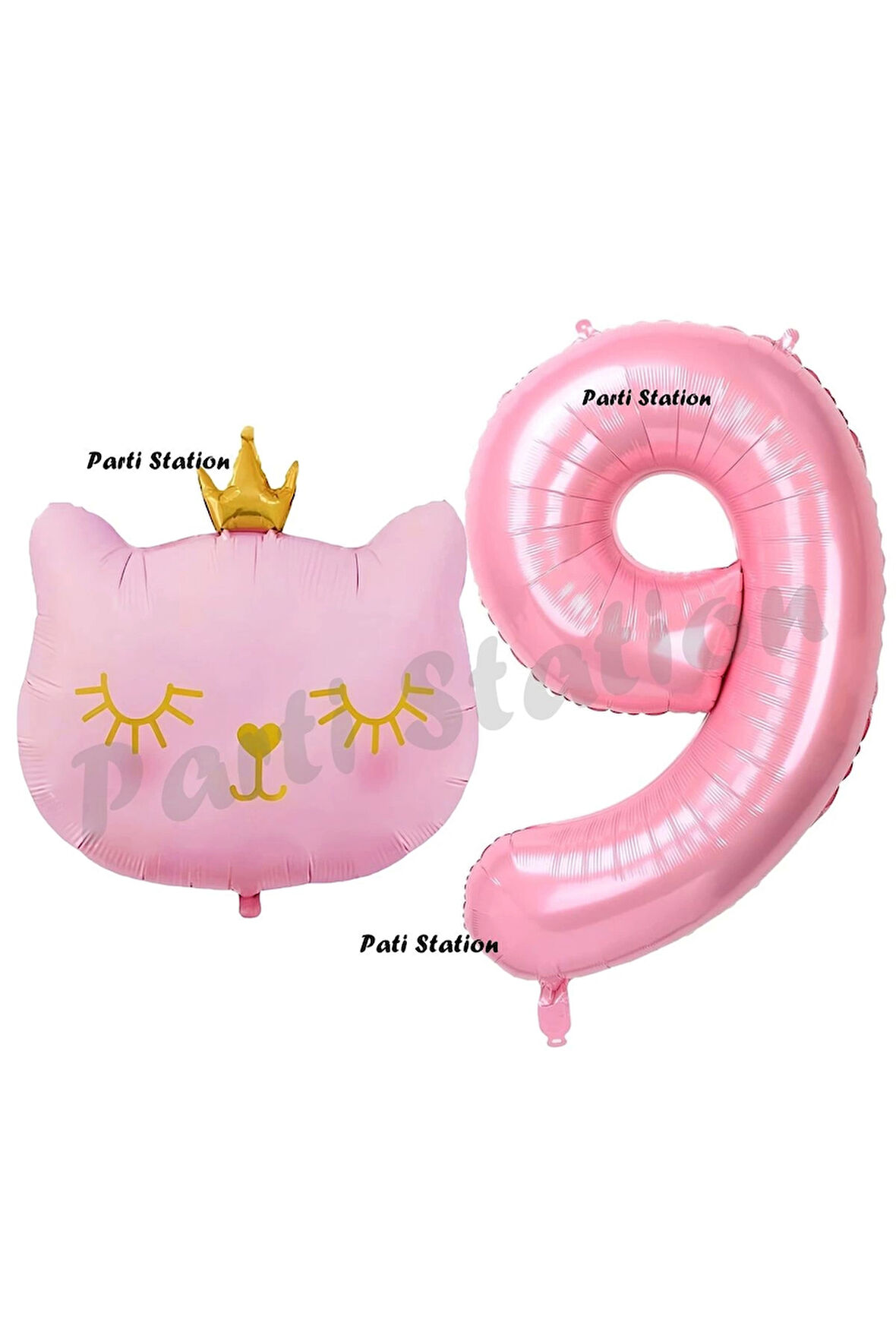 Pembe Kedi Balon 4 Yaş Doğum Günü Balon Set Pembe Kedi Konsept Balon ve Pembe Rakam Balon