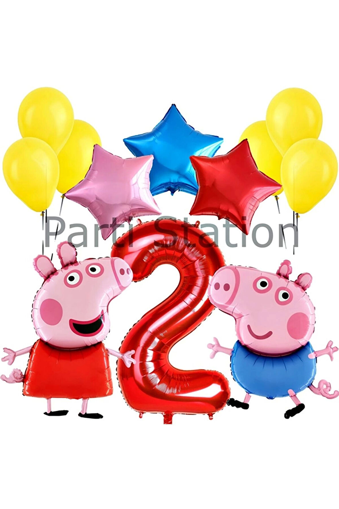 Peppa Pig Konsept 6 Yaş Yıldız Balon Set Pembe Domuz Peppa Pig George Tema Doğum Günü Folyo Balon
