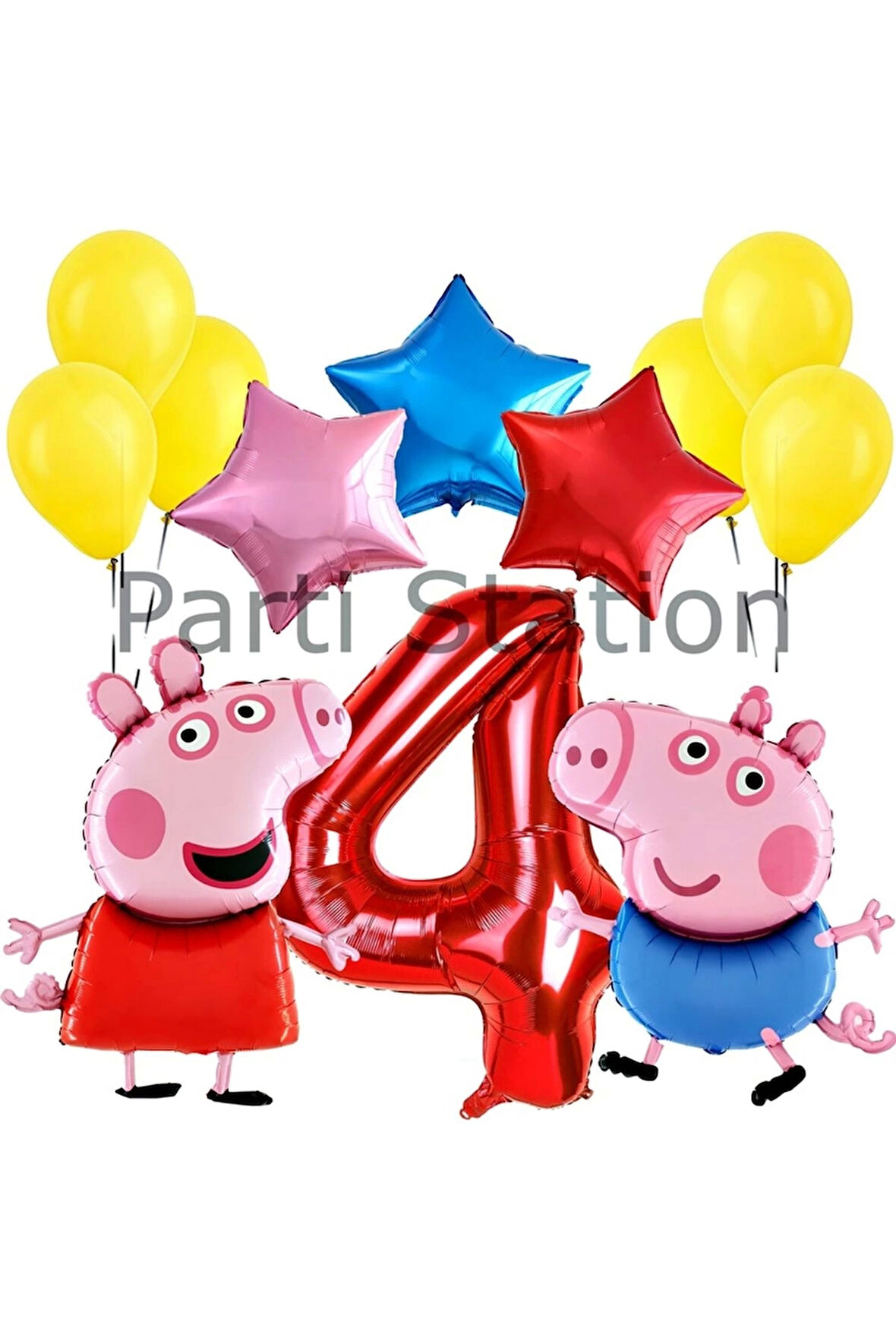 Peppa Pig Konsept 6 Yaş Yıldız Balon Set Pembe Domuz Peppa Pig George Tema Doğum Günü Folyo Balon