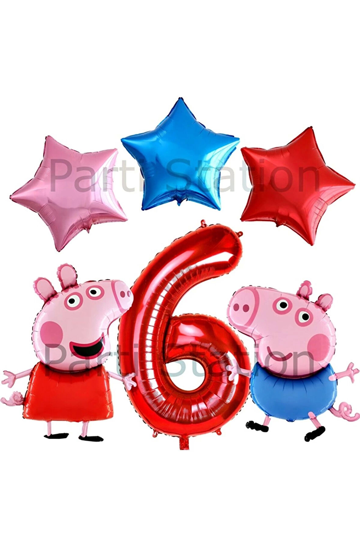 Peppa Pig Konsept 1 Yaş Yıldız Balon Set Pembe Domuz Peppa Pig George Tema Doğum Günü Folyo Balon