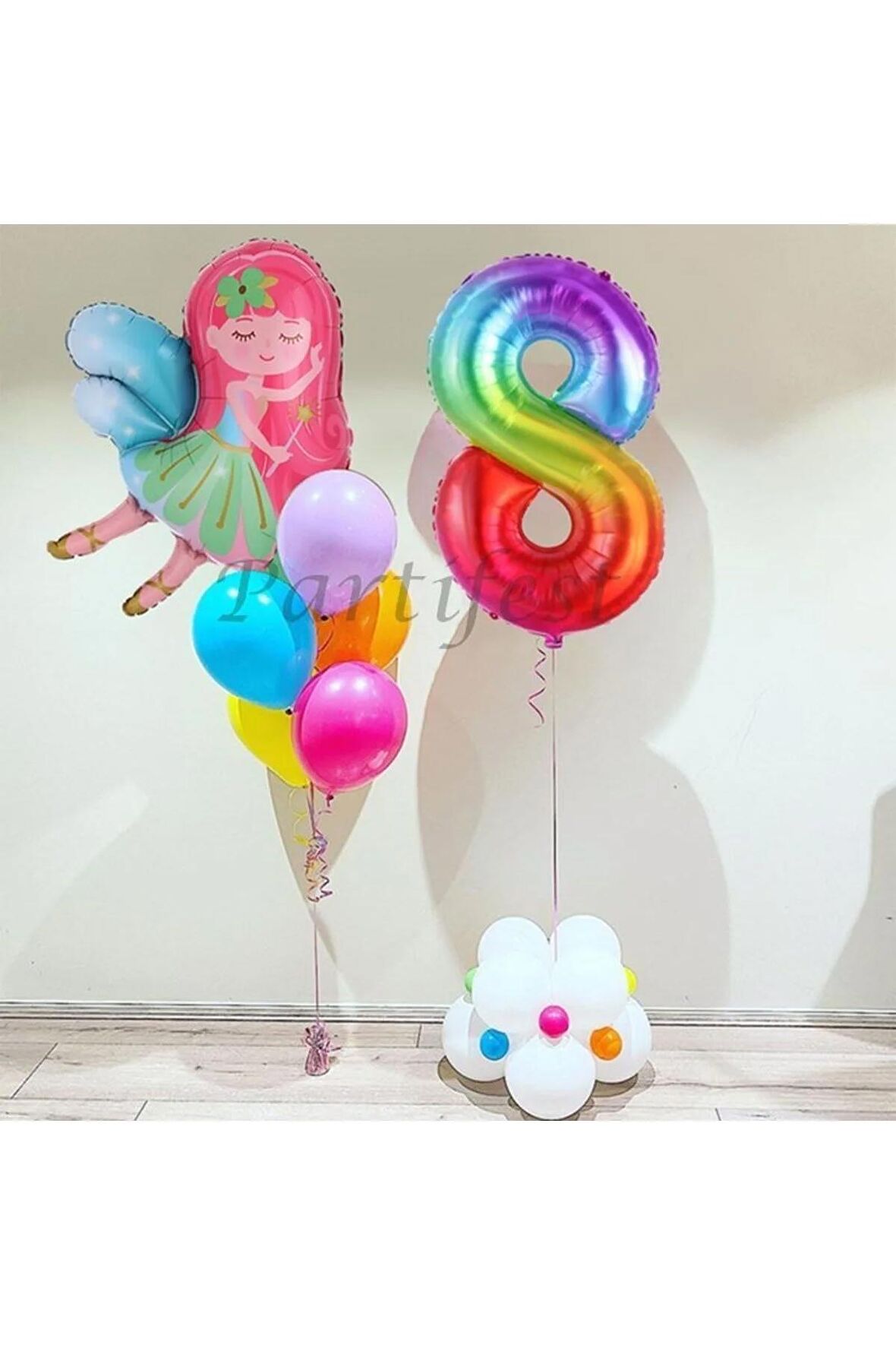 Peri Kızı Balon Set Peri Kızı Folyo Balon Set Konsept Doğum Günü Set 8 Yaş Balon