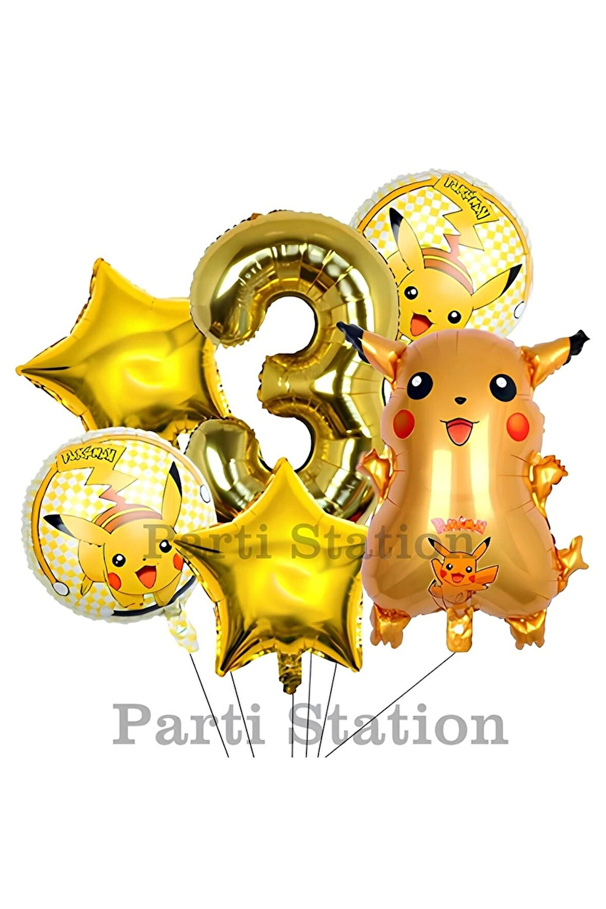 Pokemon Pikaçu Konsept 9 Yaş Doğum Günü Balon Set Pokemon Pikachu Folyo Balon Set