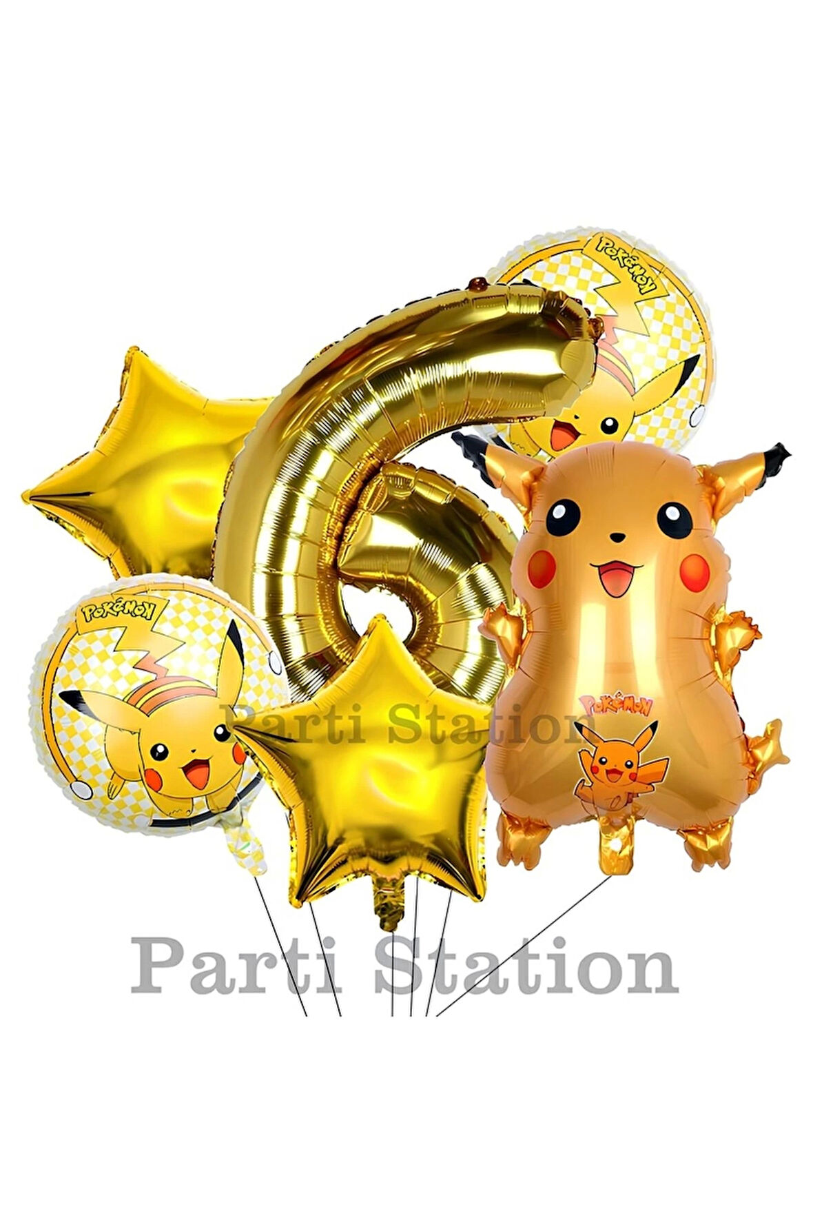 Pokemon Pikaçu Konsept 9 Yaş Doğum Günü Balon Set Pokemon Pikachu Folyo Balon Set