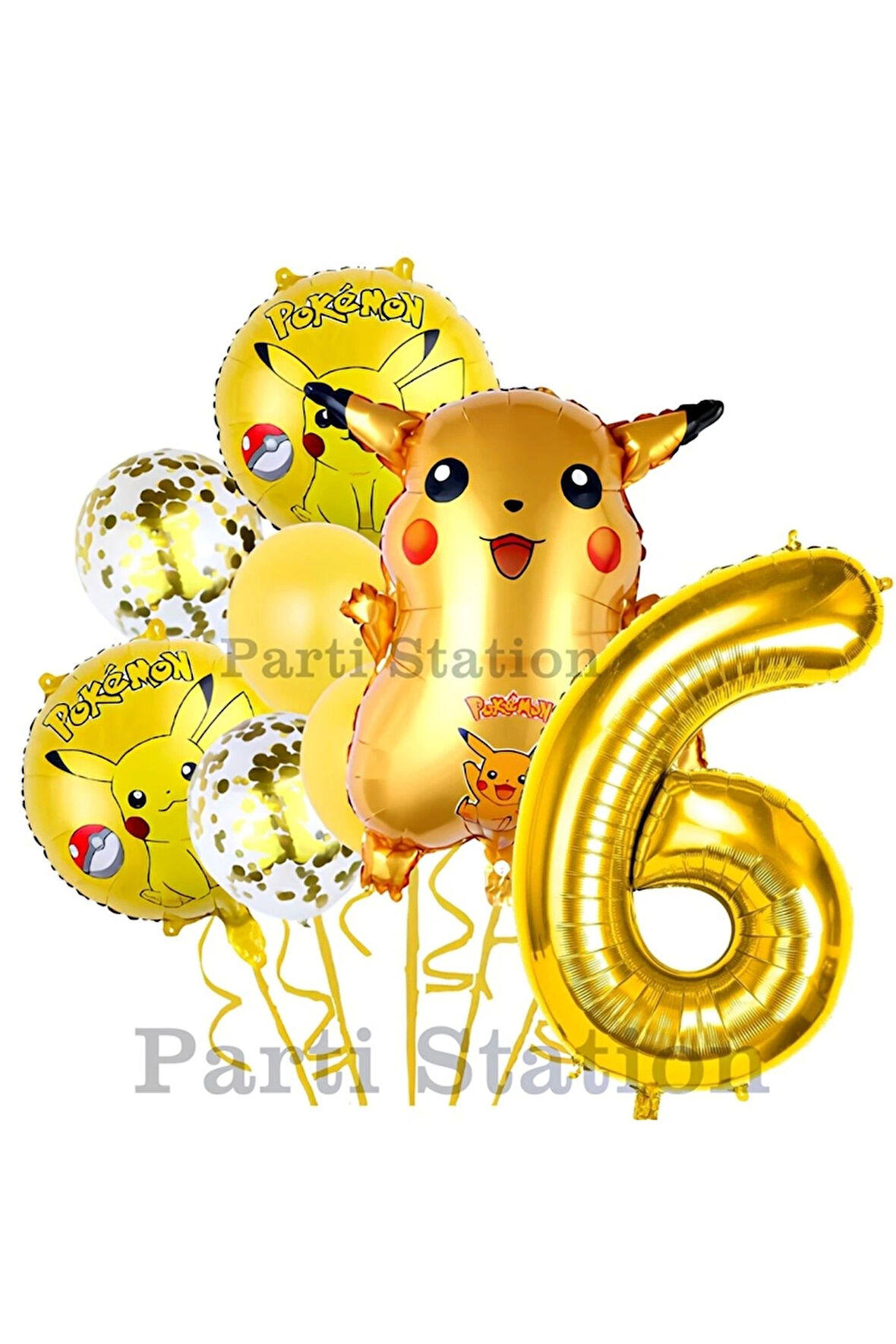 Pokemon Pikachu Konsept 8 Yaş Doğum Günü Balon Set Pokemon Pikaçu Folyo Balon Set