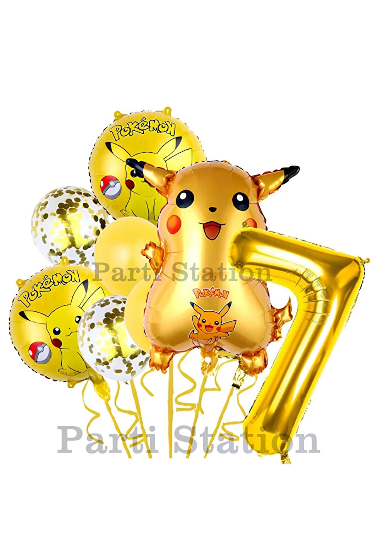 Pokemon Pikachu Konsept 8 Yaş Doğum Günü Balon Set Pokemon Pikaçu Folyo Balon Set