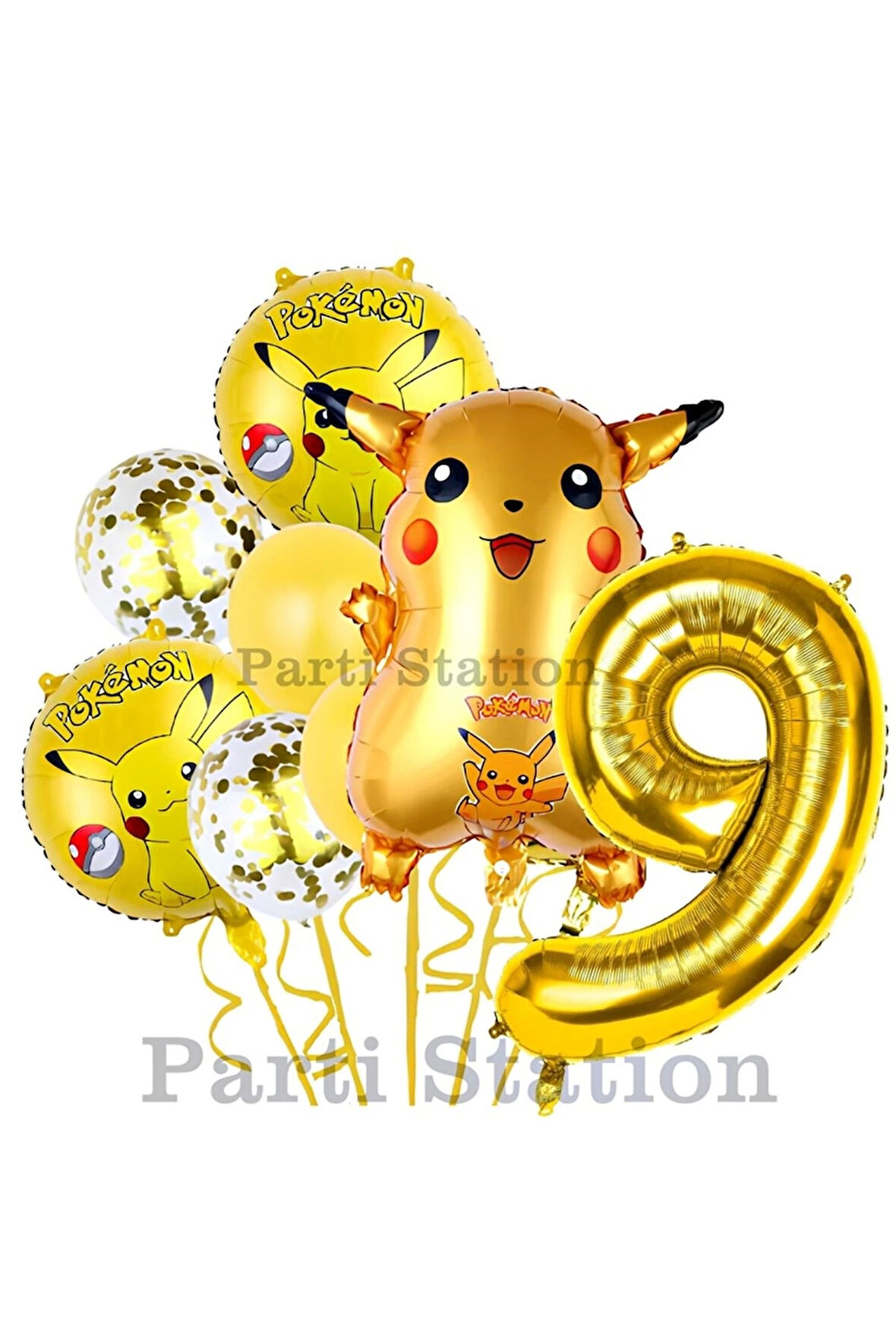 Pokemon Pikachu Konsept 8 Yaş Doğum Günü Balon Set Pokemon Pikaçu Folyo Balon Set