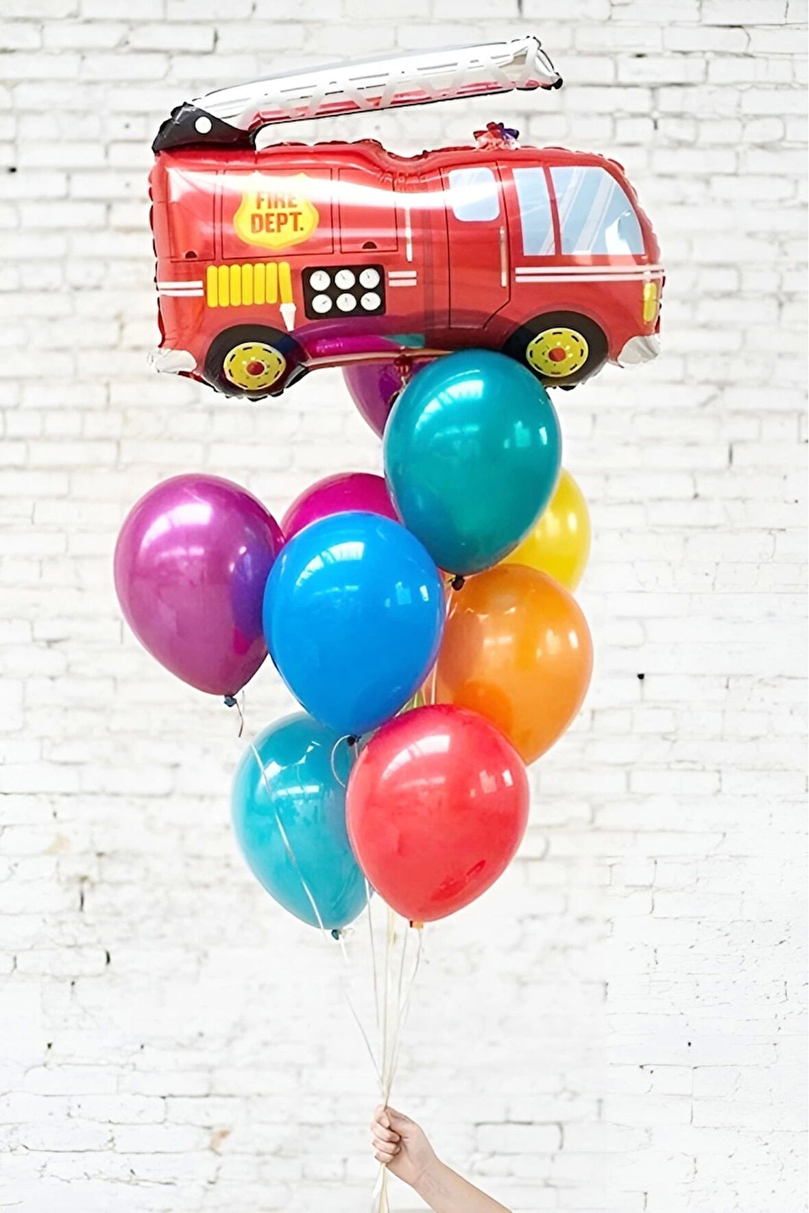 İtfaiye Konsept Balon Set İtfaiye Fireman Konsept Balon Buketi Doğum Günü Balon Set