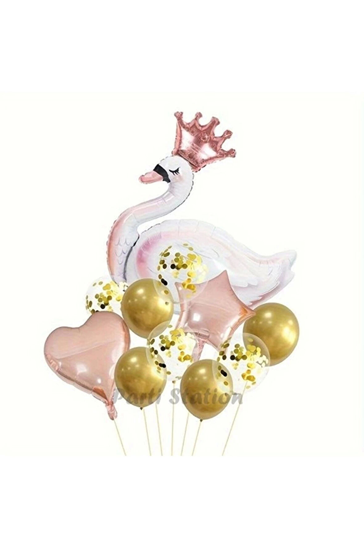 Beyaz Kuğu Konsept Sevimli Kuğu Balon Set Pink Swan Balloon Birthday Party Set