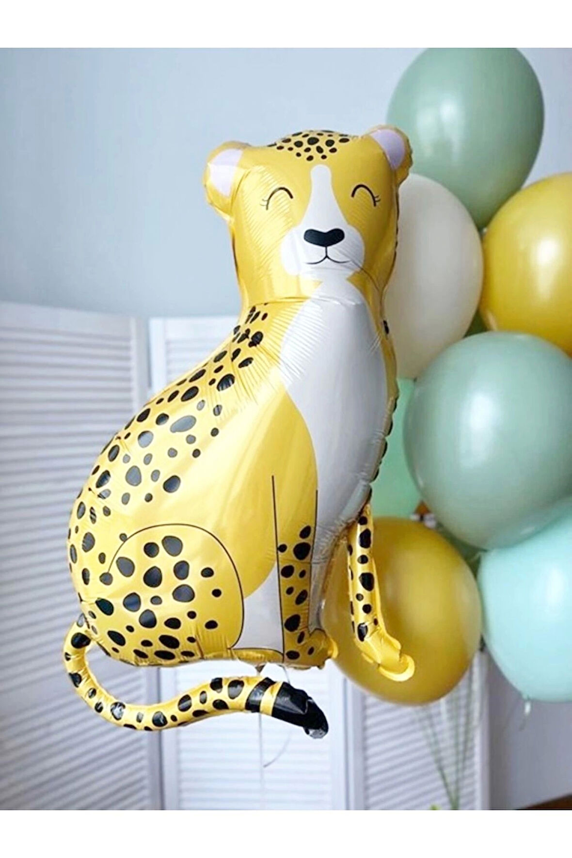 Safari Konsept Çita Kaplan Balon Set Sevimli Çita Balon Buketi Doğum Günü Balon Set