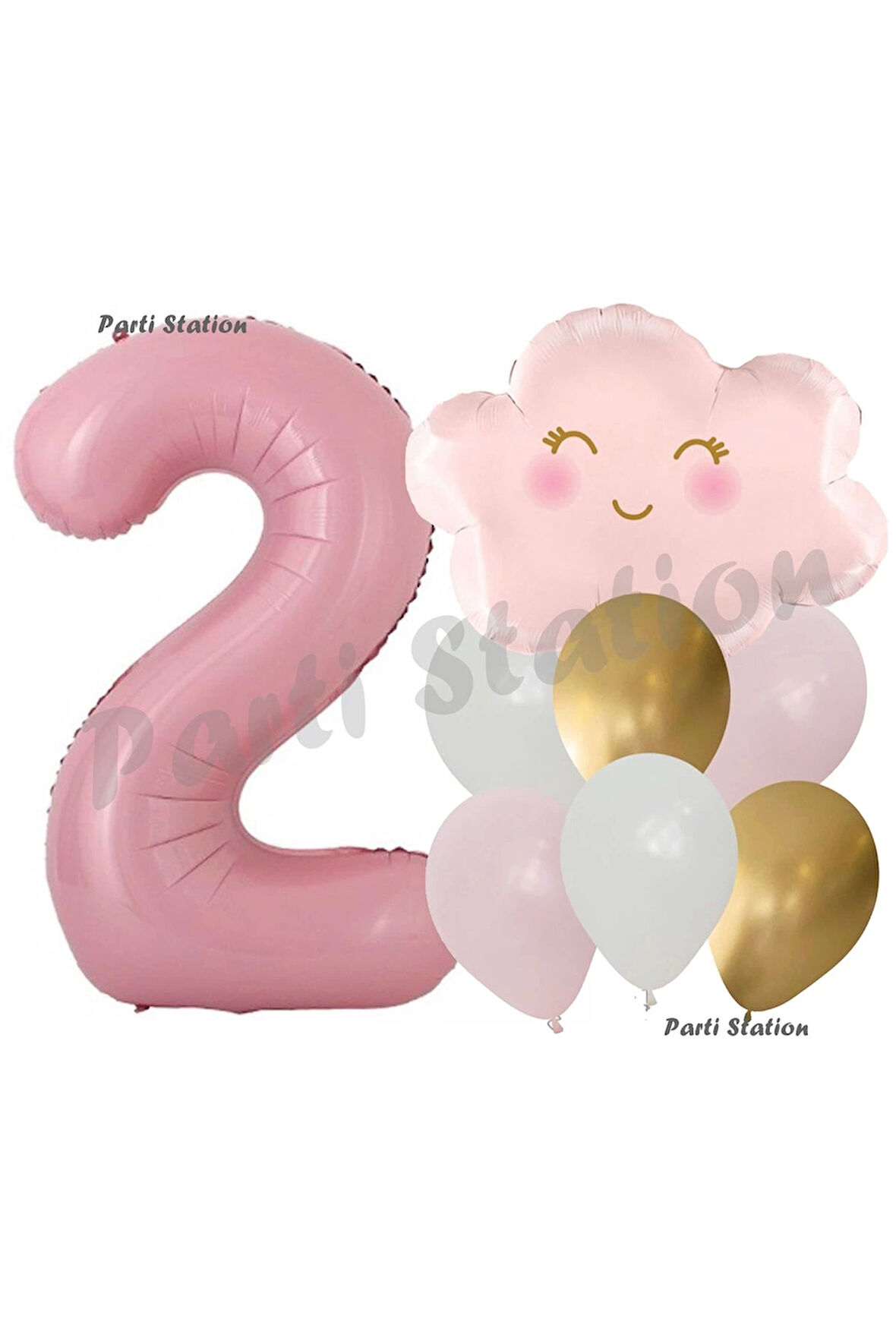 Pembe Bulut Gökkuşağı 4 Yaş Balon Doğum Günü Parti Balon Set