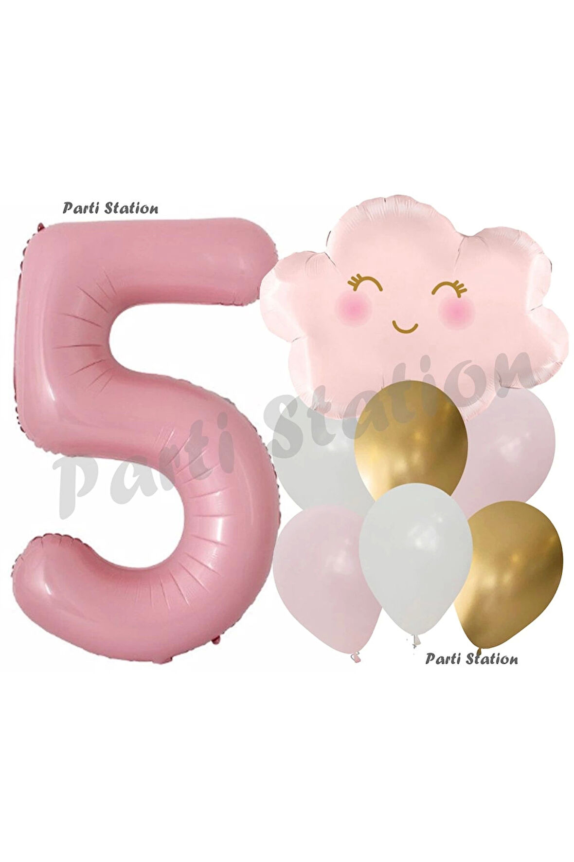 Pembe Bulut Gökkuşağı 4 Yaş Balon Doğum Günü Parti Balon Set