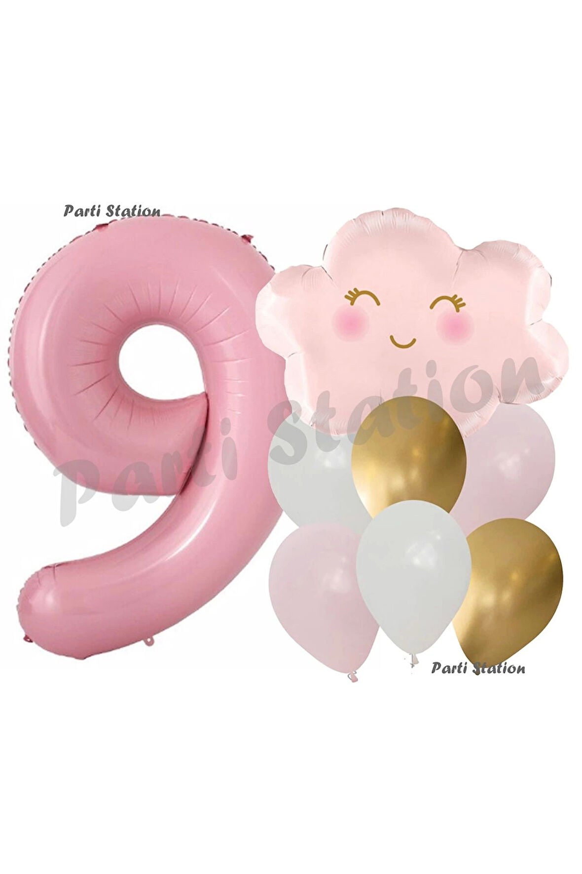 Pembe Bulut Gökkuşağı 4 Yaş Balon Doğum Günü Parti Balon Set