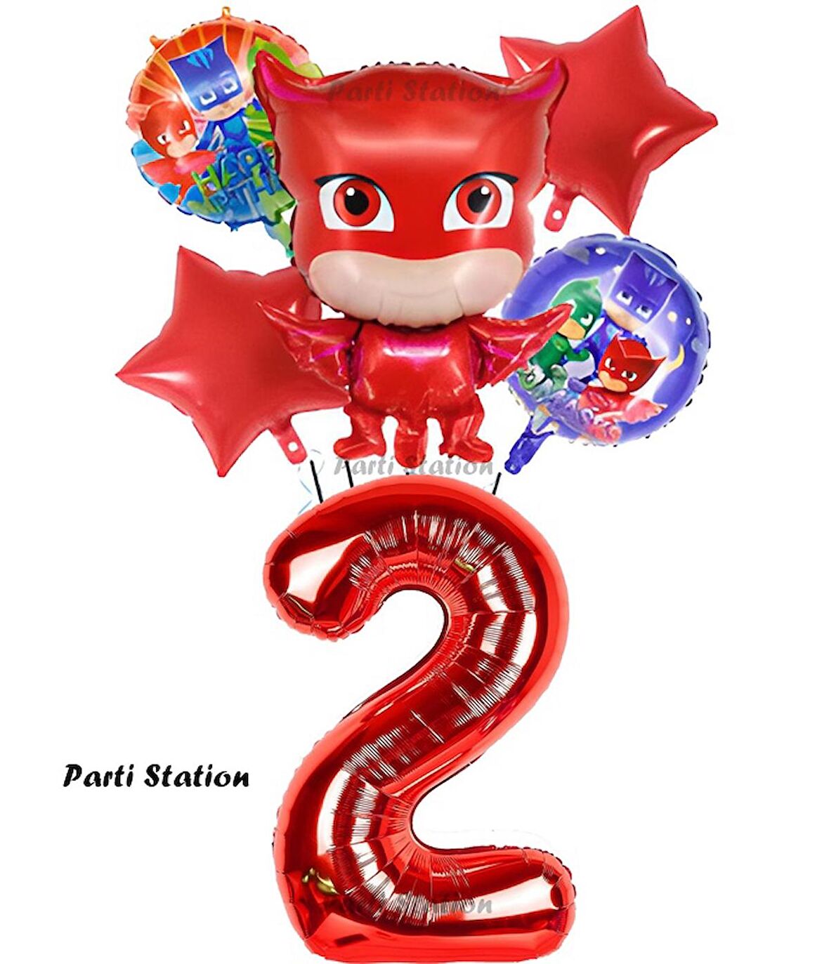 PjMasks Baykuş Kız 2 Yaş Konsept Doğum Günü Balon Set Pijamaskeliler Baykuş Kız Tema Parti Balon Set