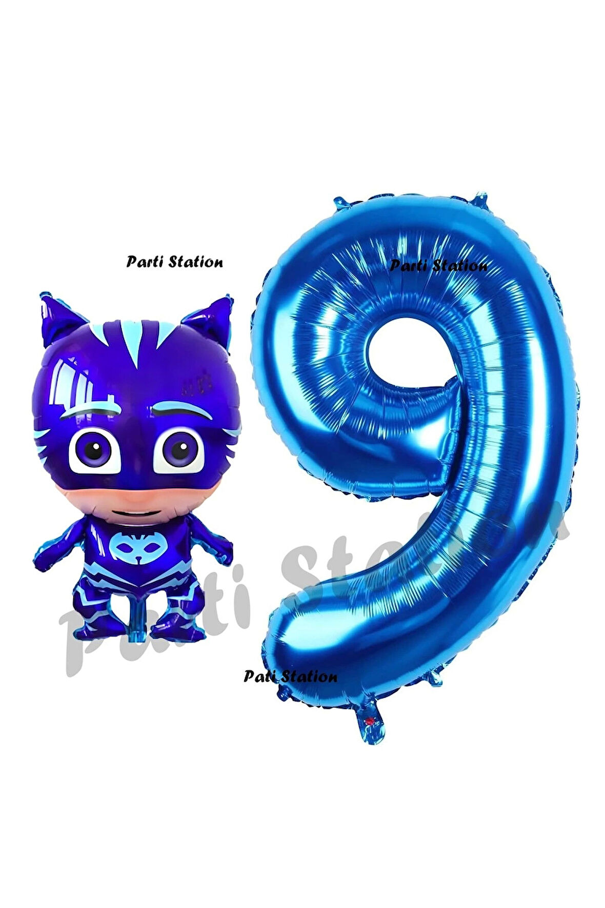 Pijamaskeliler Yaş Balon Seti Pjmasks Konsept Helyum Balon Set Pijamaskeli Doğum Günü Set
