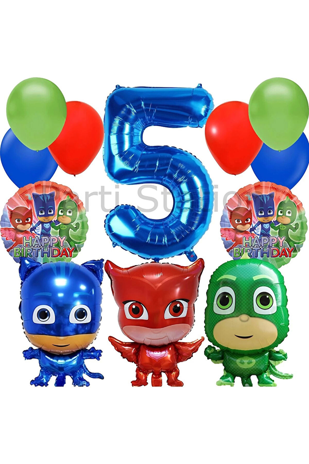 Pijamaskeliler 1 Yaş Balon Seti Pjmasks Konsept Helyum Balon Set Pijamaskeli Doğum Günü Set