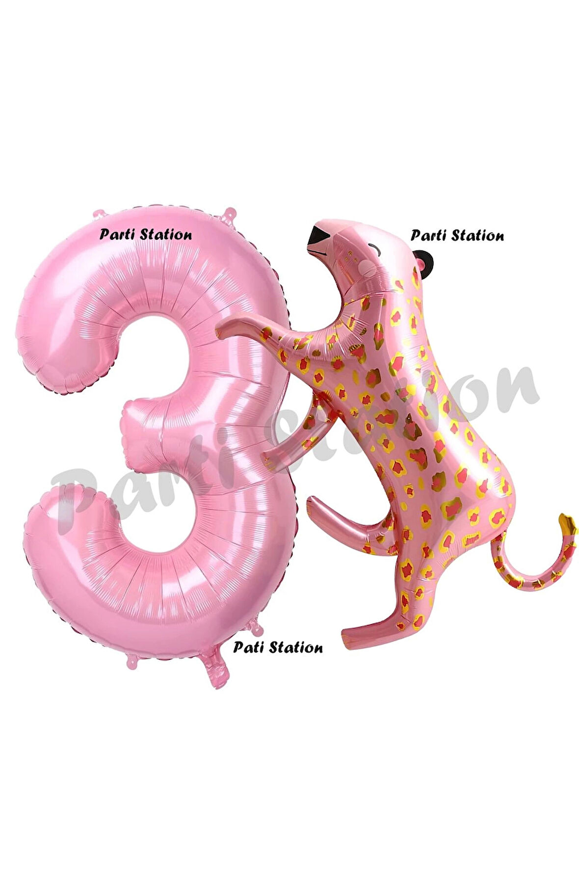 Pembe Leopar 6 Yaş Balon Set Pembe Leopar Safari Konsept Doğum Günü Parti Balon Set