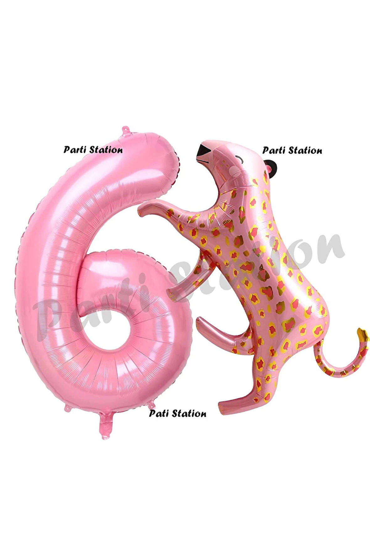 Pembe Leopar 6 Yaş Balon Set Pembe Leopar Safari Konsept Doğum Günü Parti Balon Set