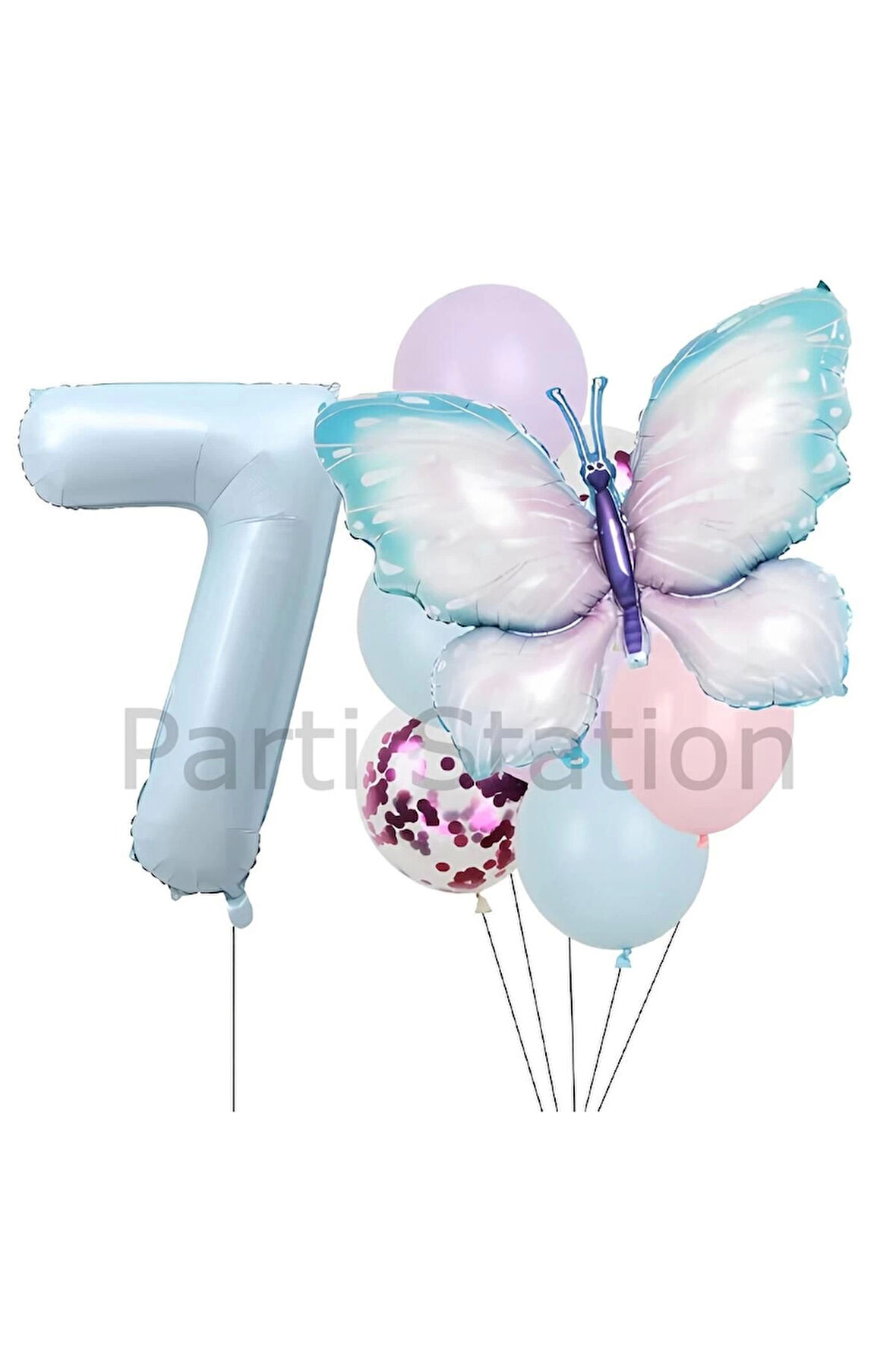 Pembe Mavi Kelebek 3 Yaş Balon Set Kelebek Konsept Doğum Günü Balon Balon Set