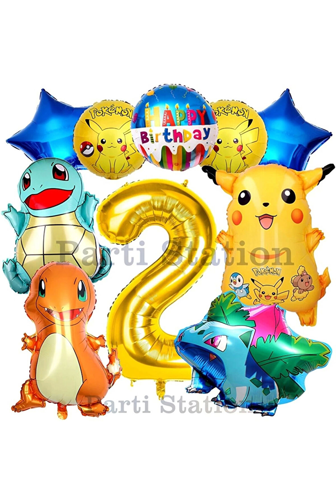 Pokemon Konsept 7 Yaş Doğum Günü Balon Set Pokemon Pikaçu Balbazar Çarmender Sikörtıl Balon