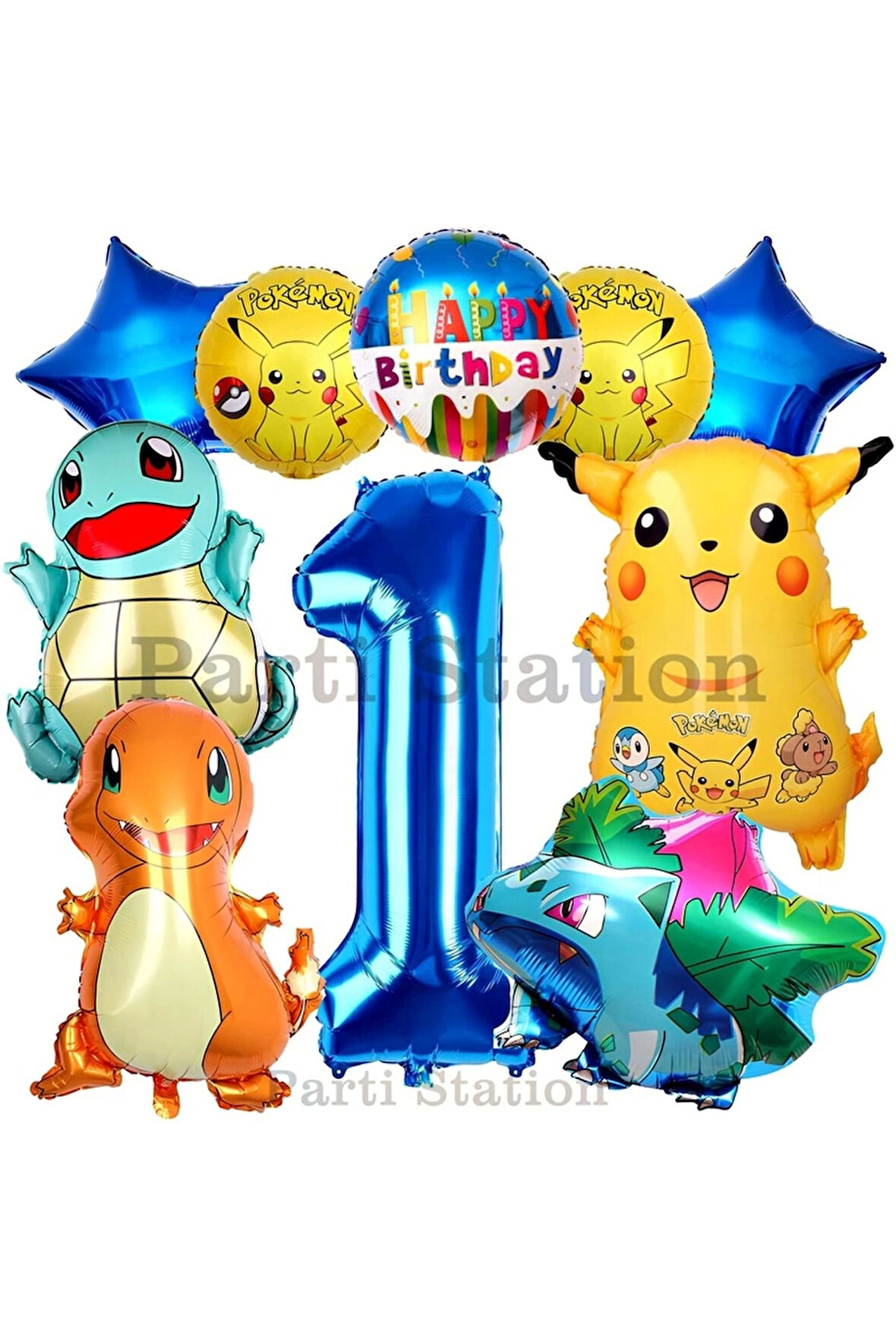Pokemon Konsept 5 Yaş Doğum Günü Balon Set Pokemon Pikachu Bulbasaur Charmander Squirtle Balon