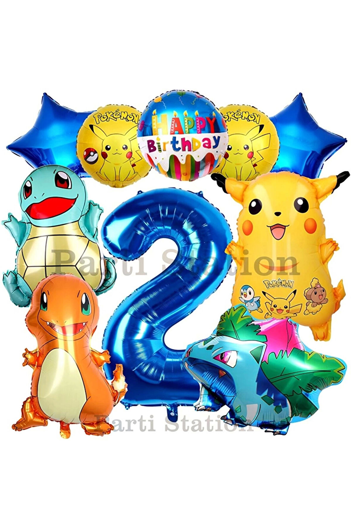 Pokemon Konsept 5 Yaş Doğum Günü Balon Set Pokemon Pikachu Bulbasaur Charmander Squirtle Balon