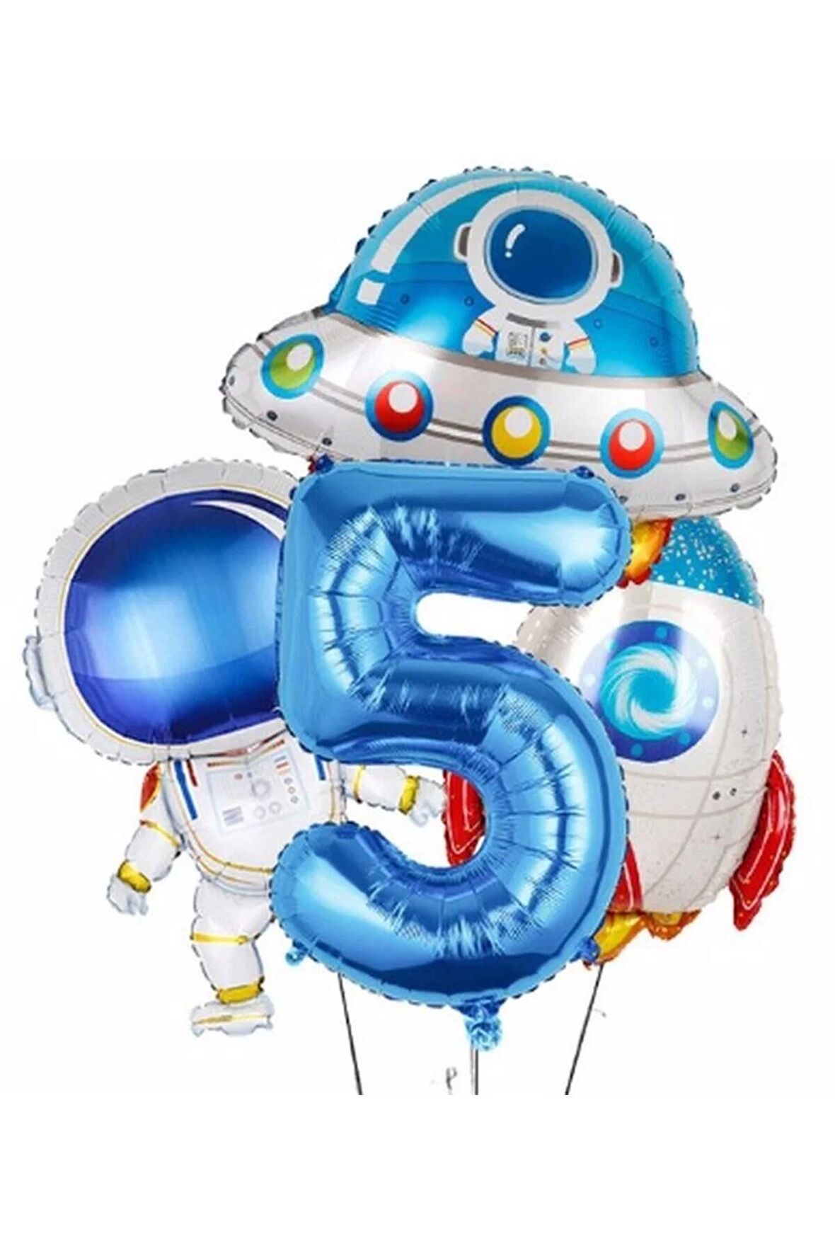 Uzay Astronot Uzay Gemisi Roket 5 Yaş Balon Set Uzay Astronot Konsept Doğum Günü Set