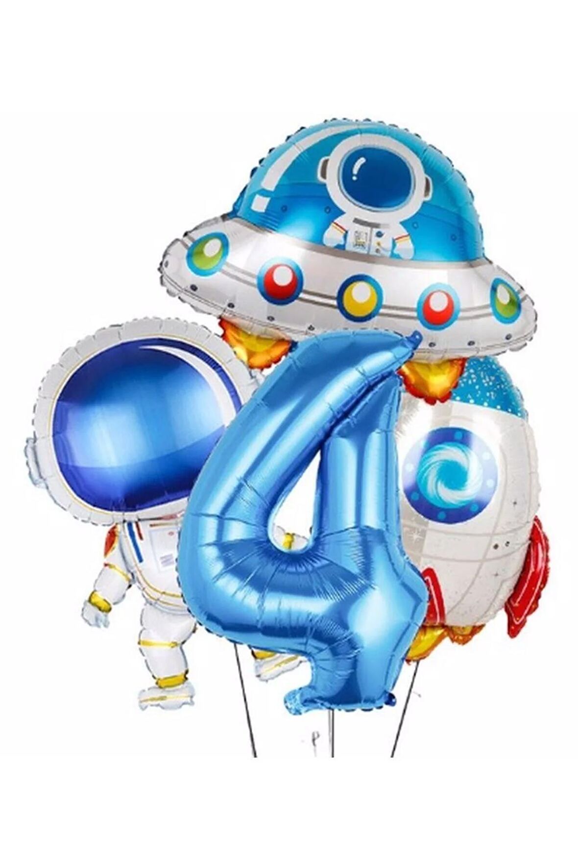 Uzay Astronot Uzay Gemisi Roket 4 Yaş Balon Set Uzay Astronot Konsept Doğum Günü Set