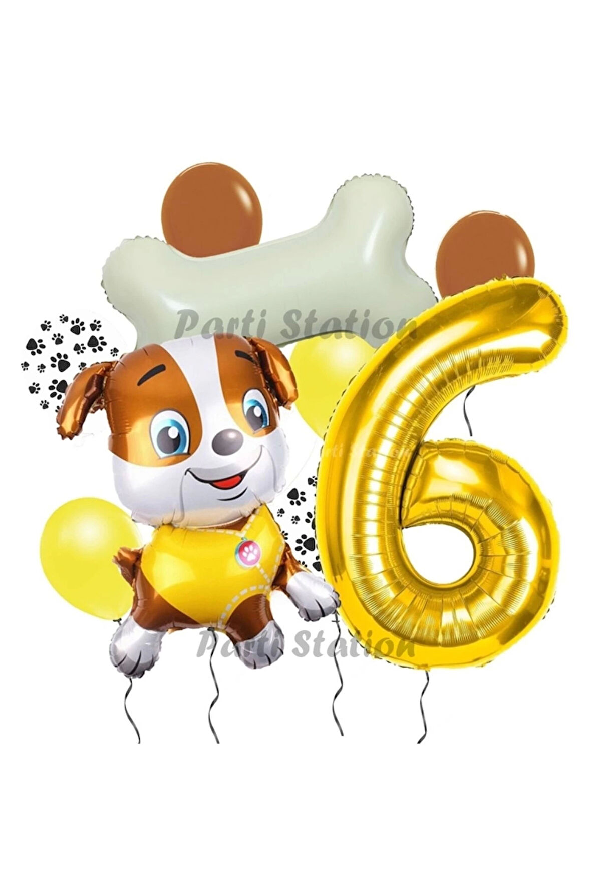 Paw Patrol İş Araçları İnşaat İşçisi Köpek Rubble 3 Yaş Balon Set Pav Petrol Konsept Doğum Günü Set