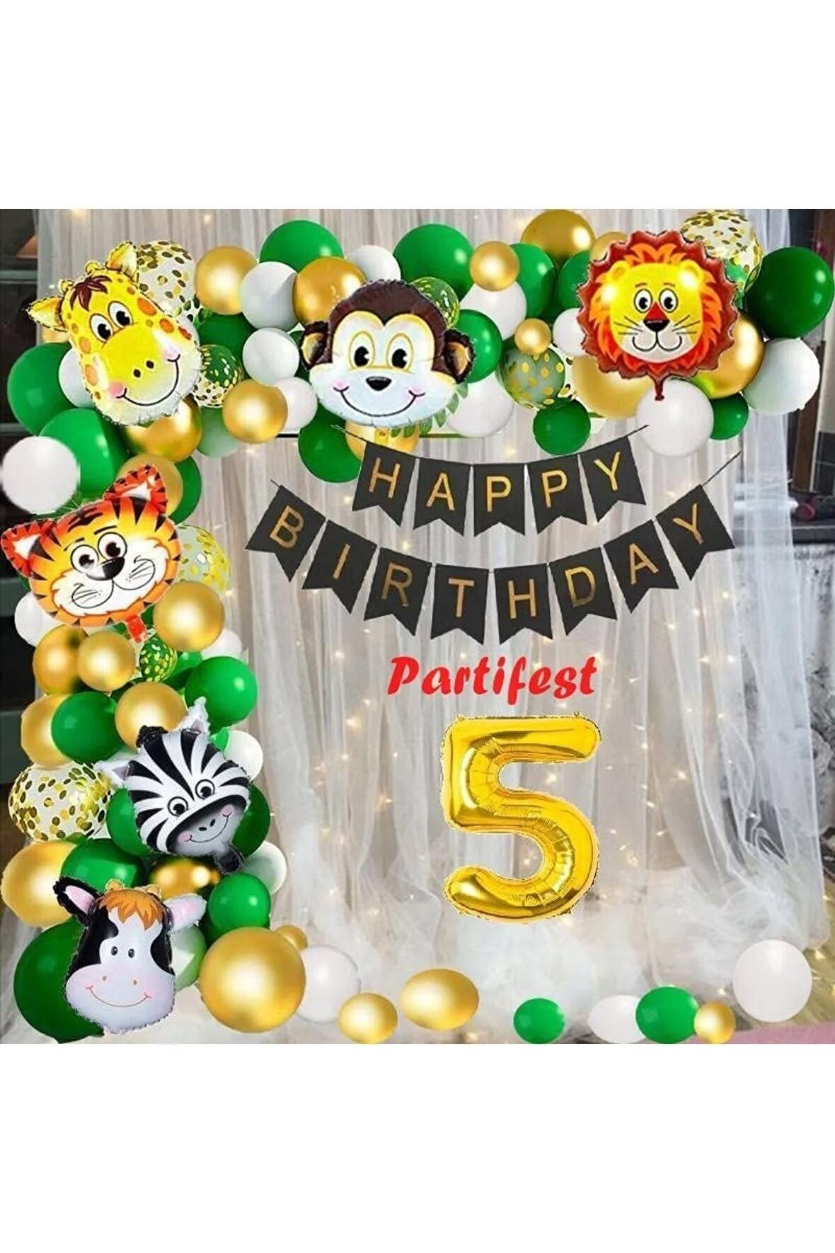Safari Hayvanlar 5 Yaş Balon Set Safari Konsept Helyum Balon Set Safari Doğum Günü Set