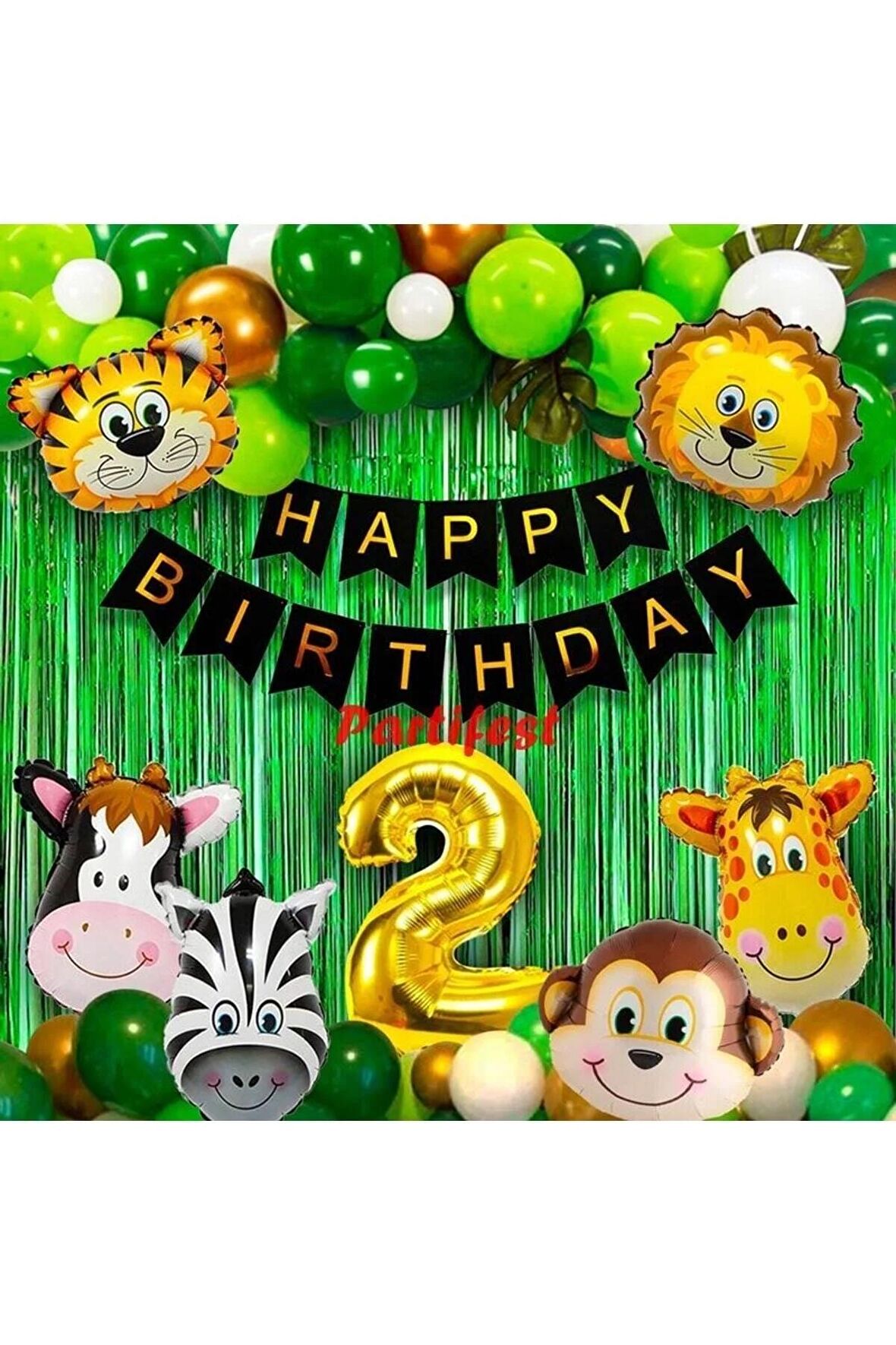 Safari Hayvanlar 2 Yaş Balon Set Safari Konsept Helyum Balon Set Safari Doğum Günü Set