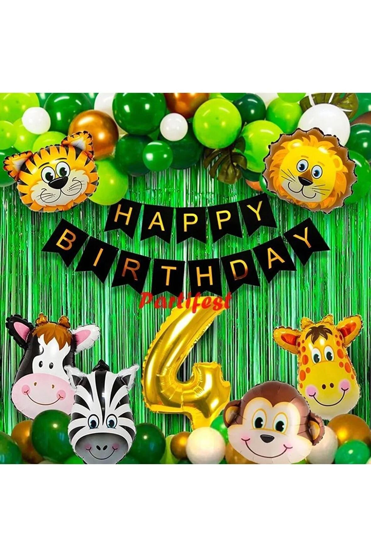 Safari Hayvanlar 4 Yaş Balon Set Safari Konsept Helyum Balon Set Safari Doğum Günü Set