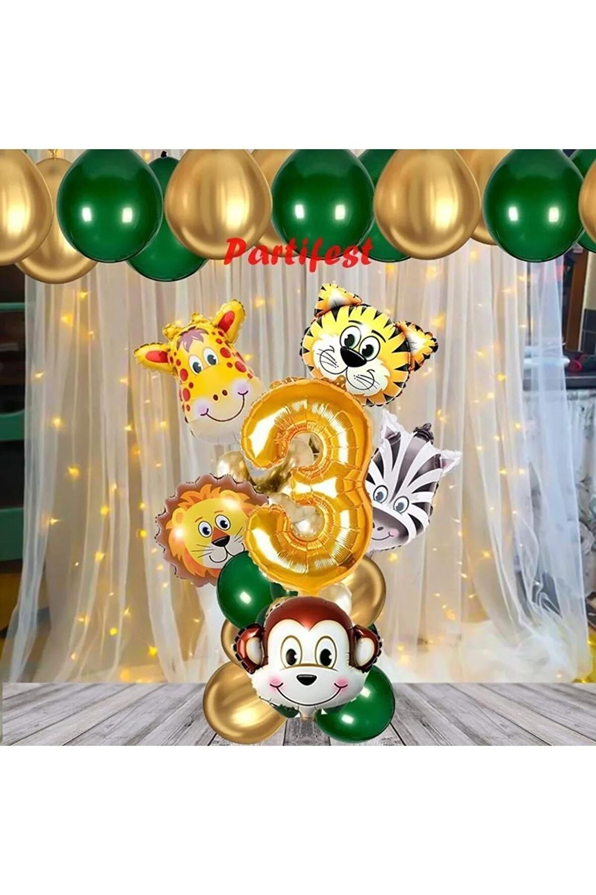 Safari Hayvanlar Yaş Balon Set Safari Konsept Helyum Balon Set Safari Doğum Günü Set