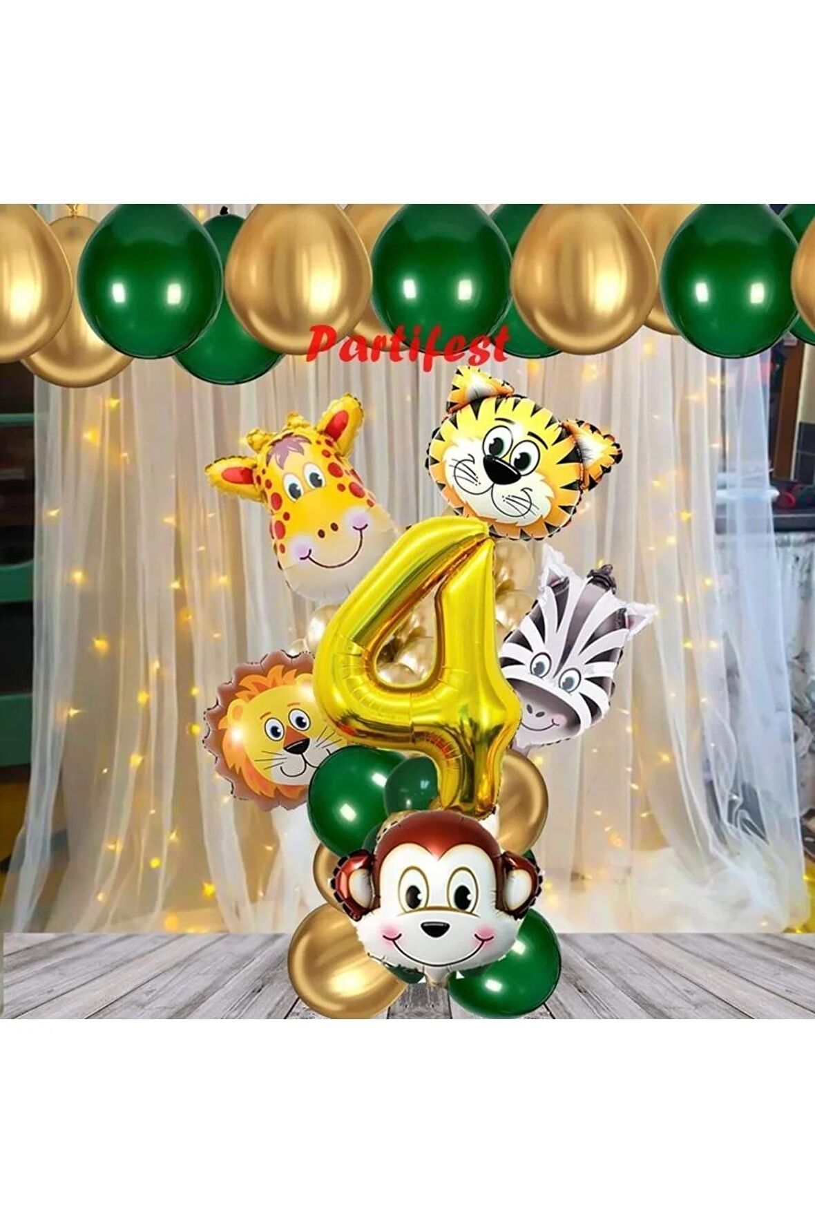 Safari Hayvanlar 4 Yaş Balon Set Safari Konsept Helyum Balon Set Safari Doğum Günü Set