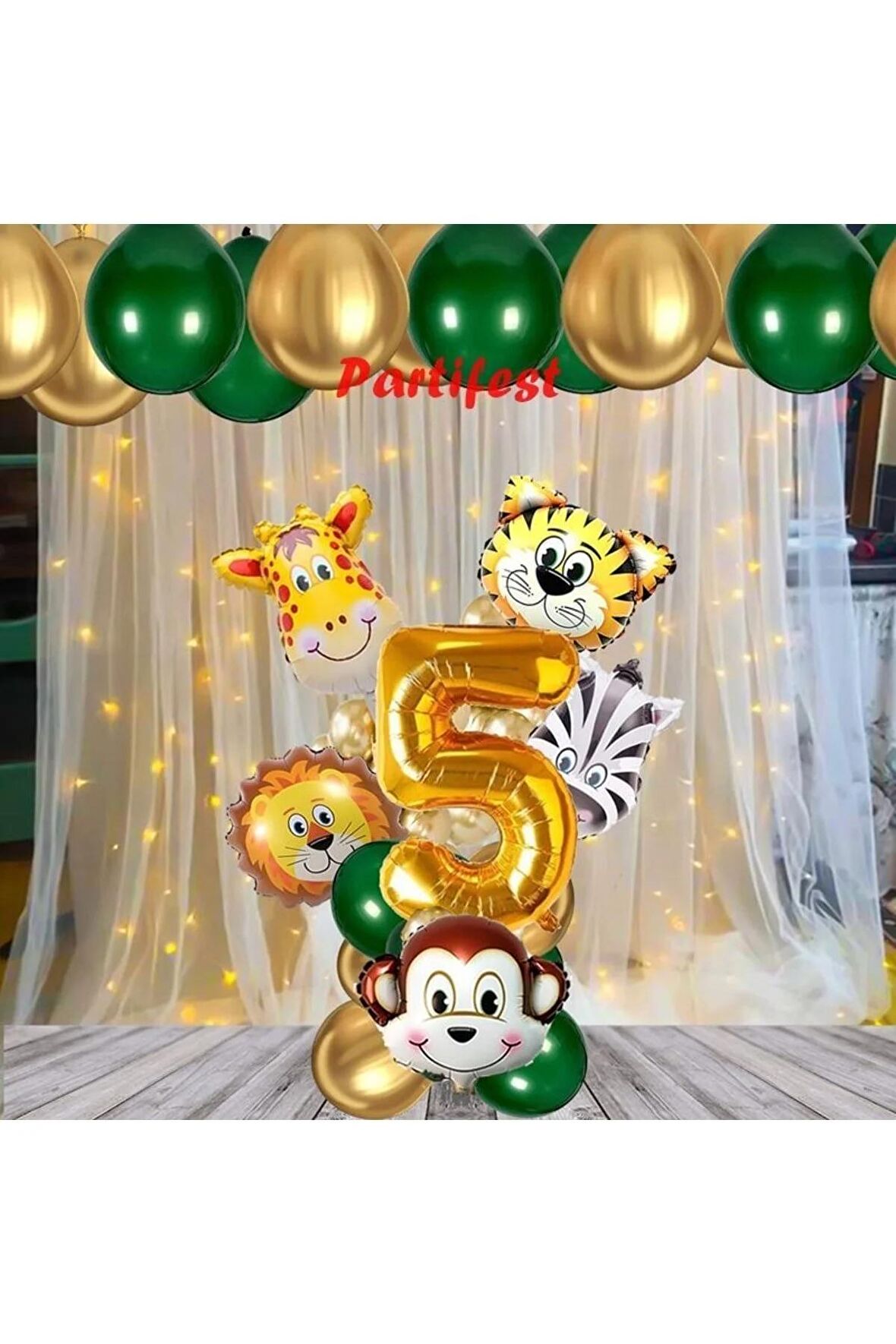 Safari Hayvanlar 5 Yaş Balon Set Safari Konsept Helyum Balon Set Safari Doğum Günü Set